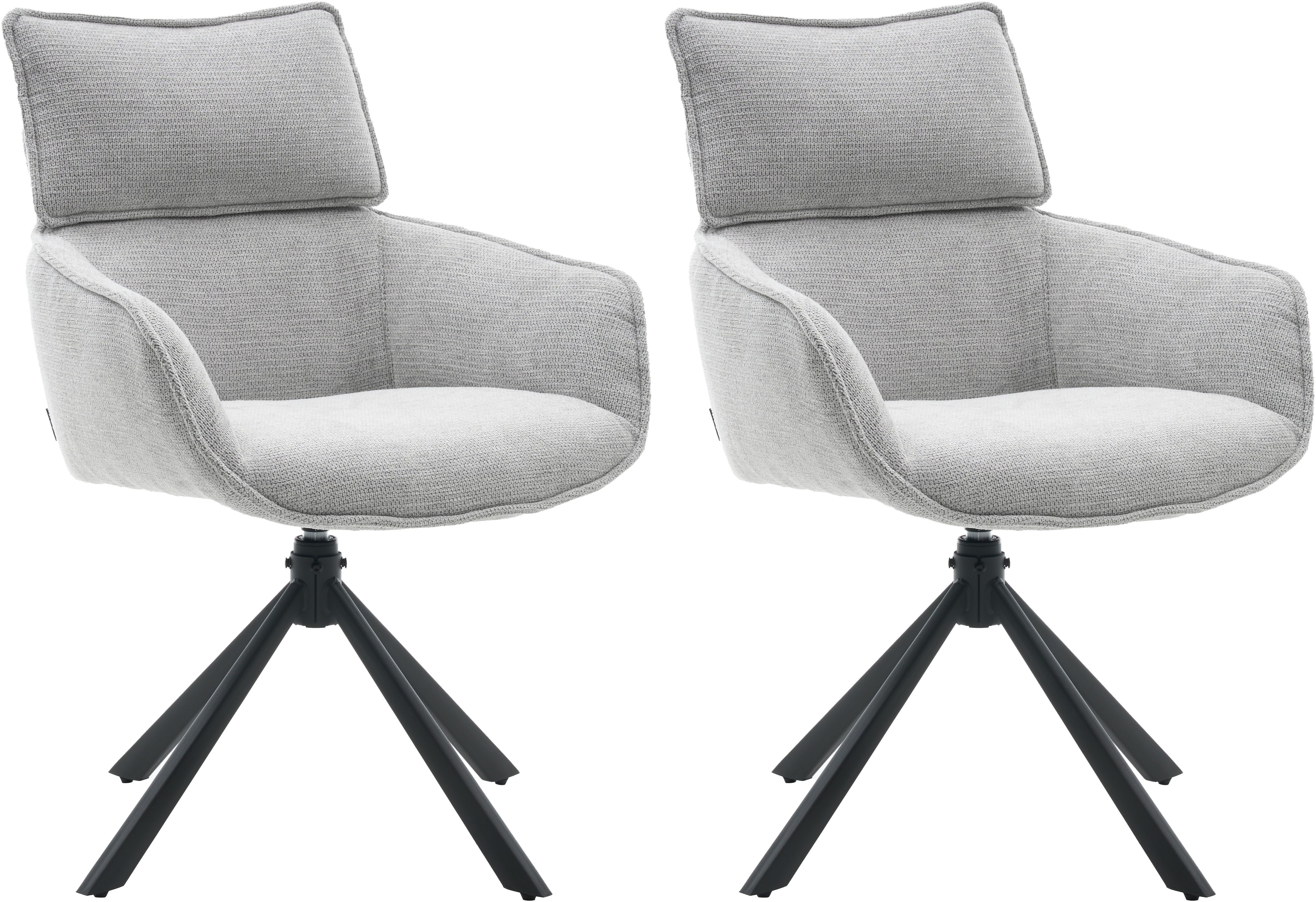 Home affaire Esszimmerstuhl Cusey, 360° drehbar, extra dicke Polsterung, 2er-Set (Set, 2 St), mit 360° Metallfuß, Komfort-Rückenlehne und hautfreundlichem Webstoff