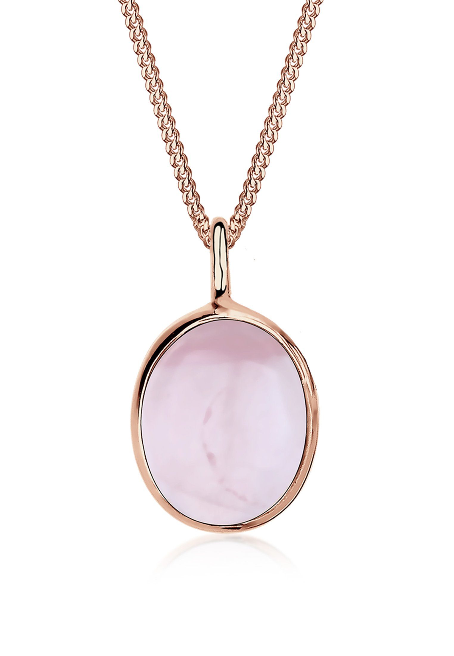 Elli Kette mit Anhänger Quarz Rose 925 Sterling Silber Rosegold günstig online kaufen