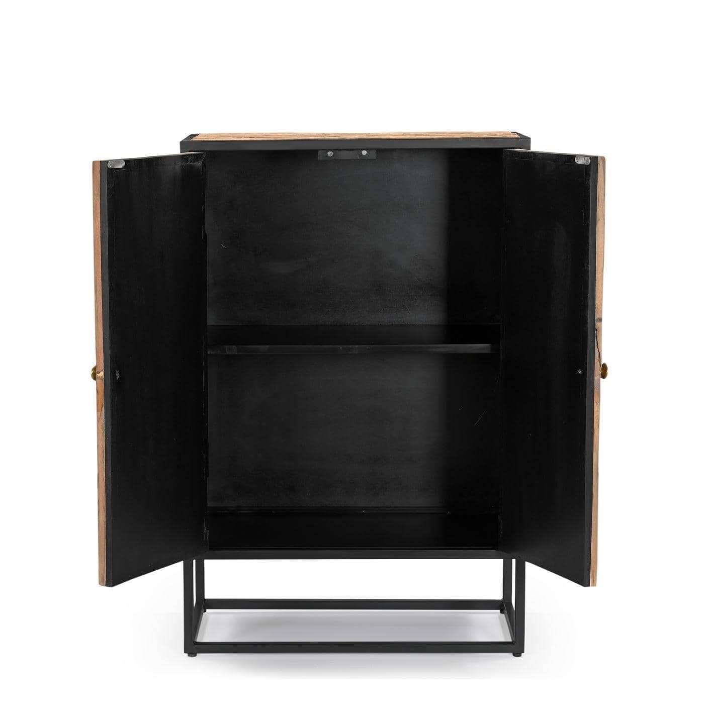 baario Highboard Highboard MERID Altholz, Metall & recyceltes Altholz Stern Design Sonne Handarbeit