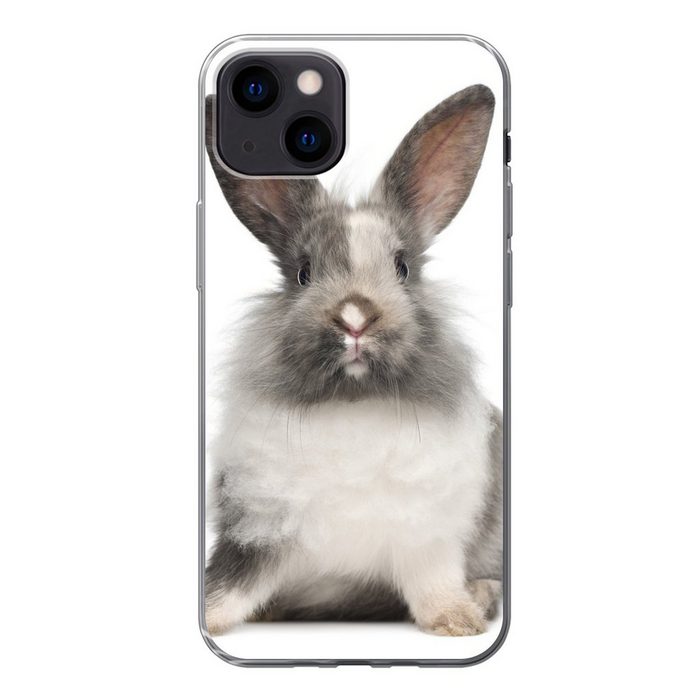 MuchoWow Handyhülle Kaninchen - Haustier - Fell - Weiß Handyhülle Apple iPhone 13 Mini Smartphone-Bumper Print Handy
