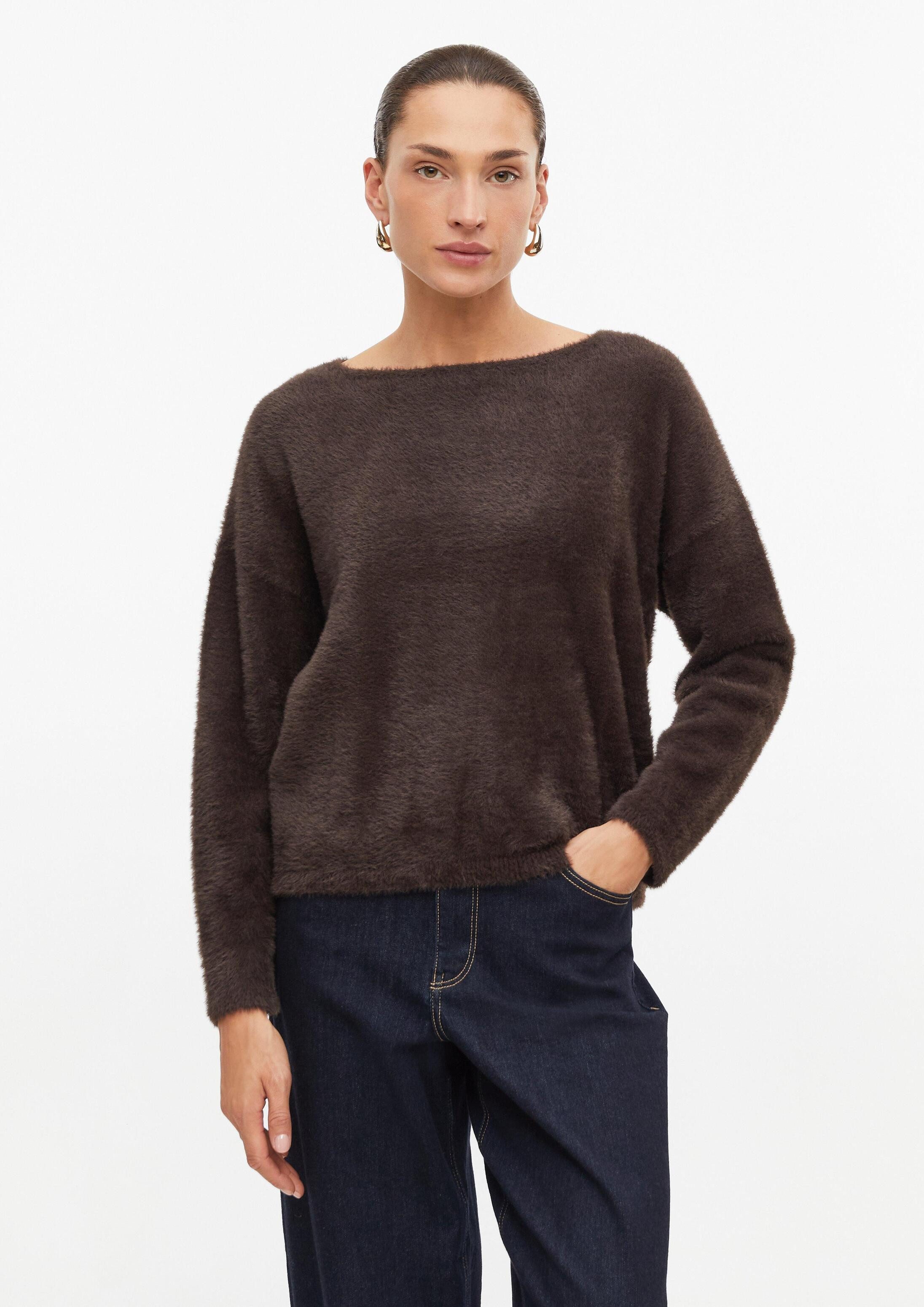 s.Oliver Longpullover Strickpullover Flauschiger Pullover mit U-Boot-Ausschnitt