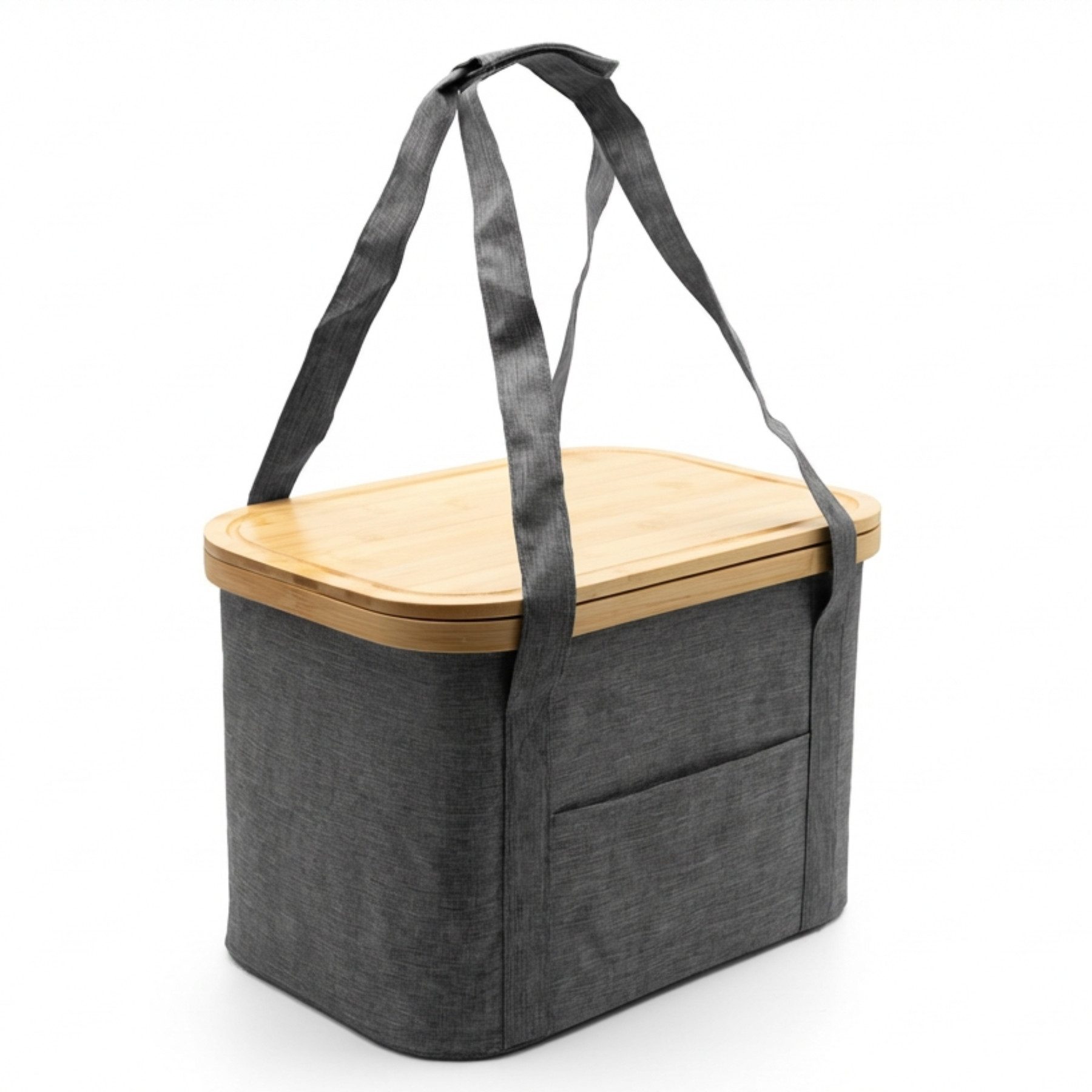 BigDean Picknickkorb 2-in-1 mit herausnehmbarer Kühltasche und Bambusdeckel (Set, 1 St., Picknickkorb), Faltbar, Vielseitig, Abwaschbar