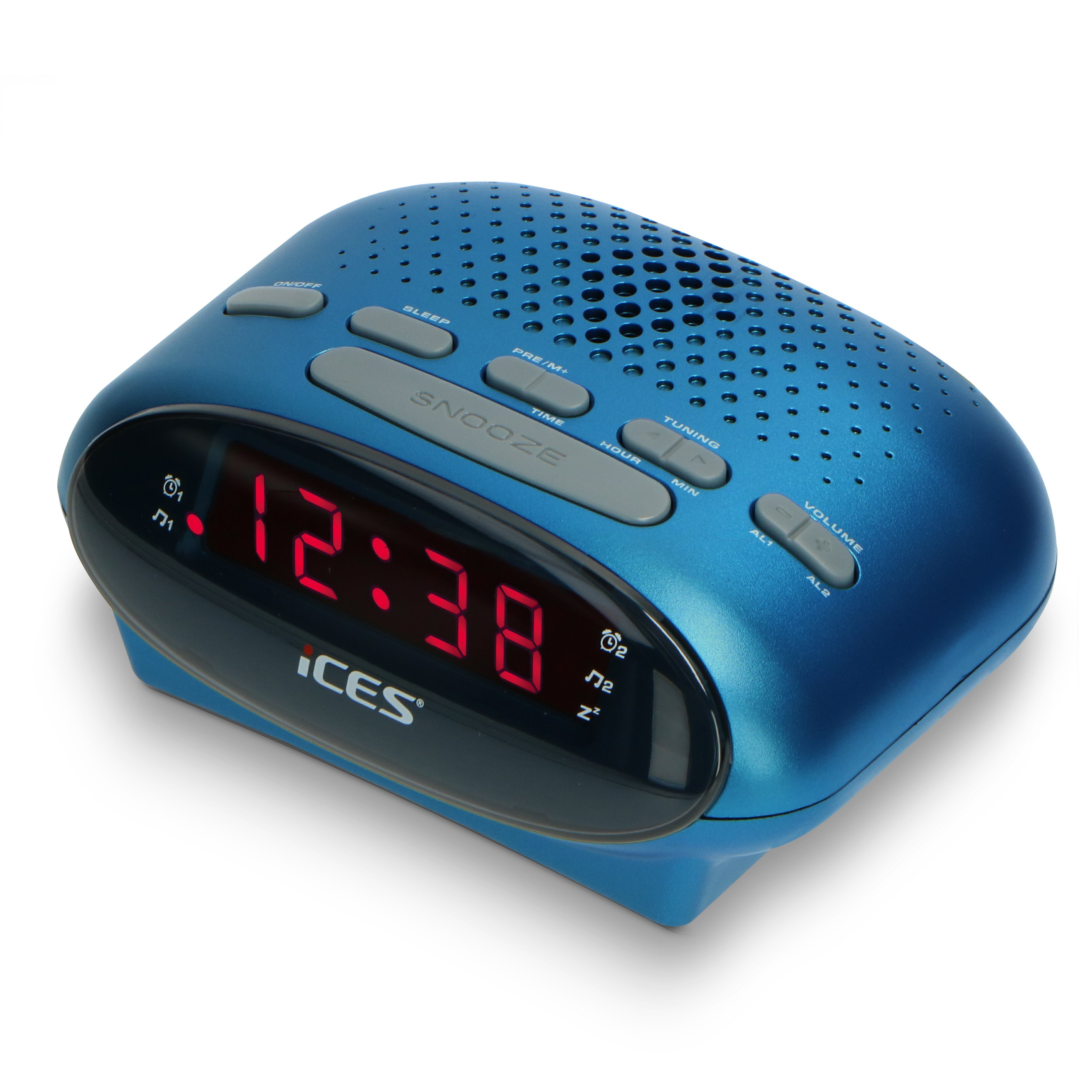 Lenco Radiowecker ICR-210 Blue modernes Uhrenradio mit LED Display & Batterie, erhältlich in 4 Farben