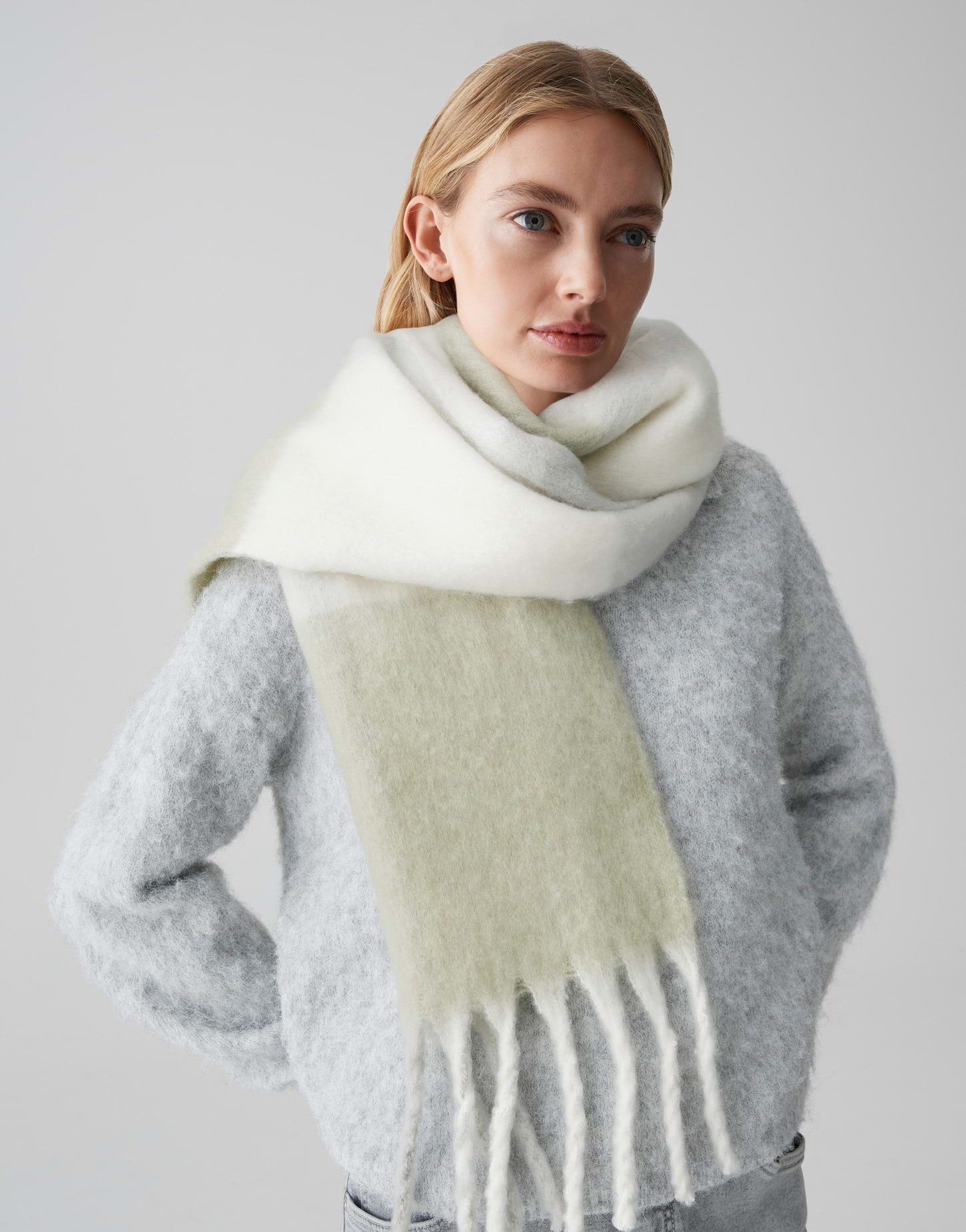 OPUS Schal ASCOTTIE mit Fransen, one size, weicher Griff, gebürstete Oberfl günstig online kaufen