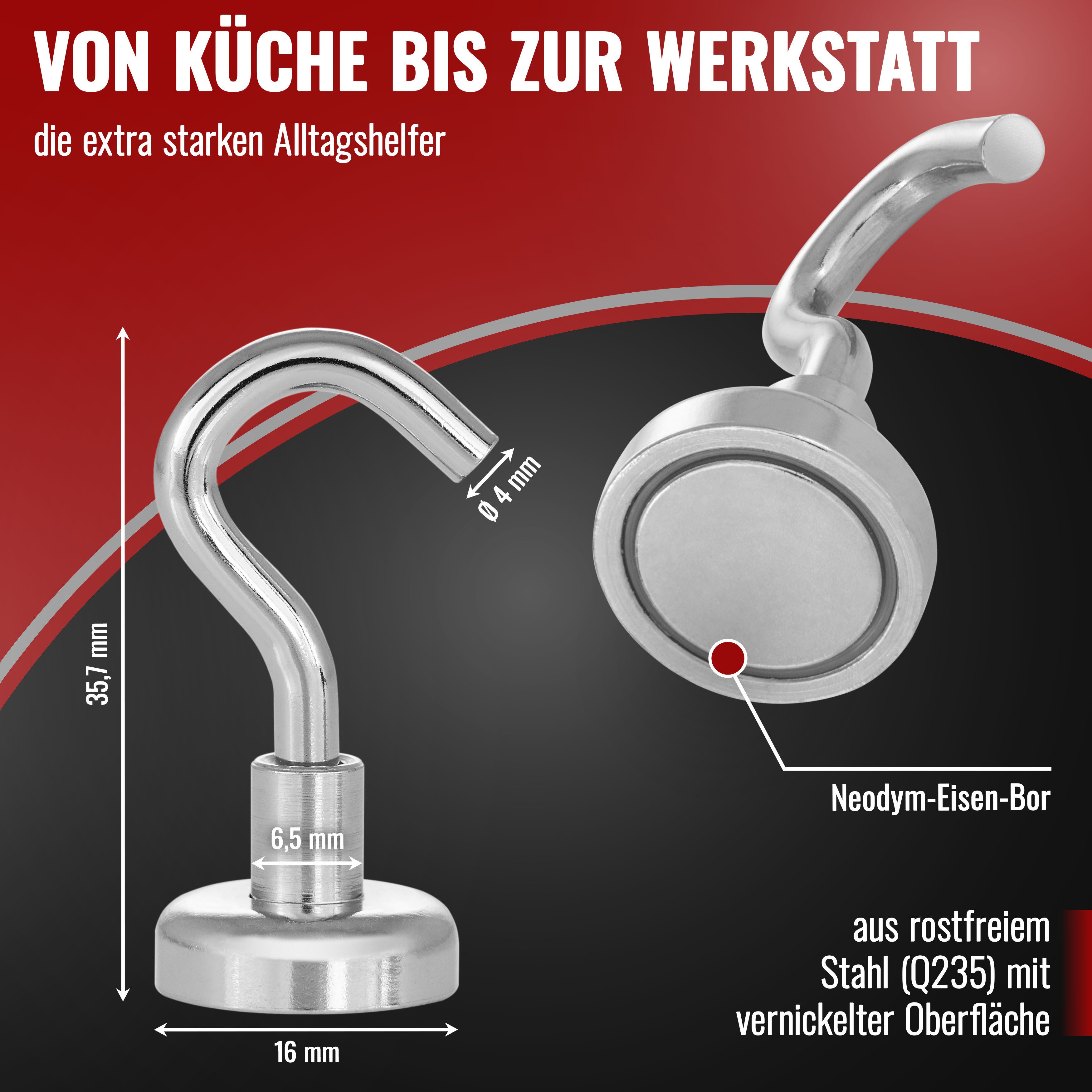 Poppstar Magnethalter Starke Magnet-Haken, Universelle Hakenmagnete / magnetische Haken