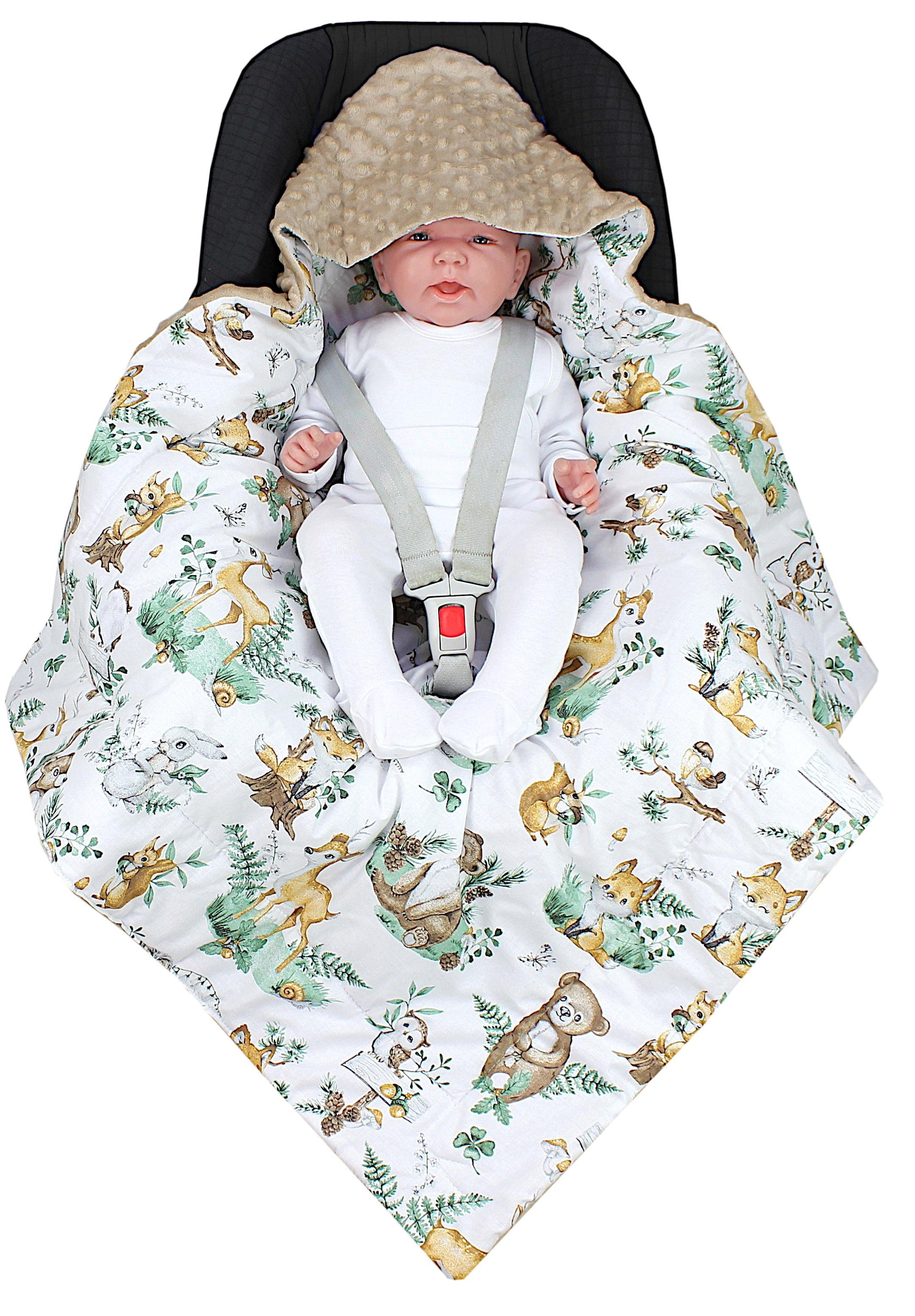 Wattiert für Blättern Einschlagdecke Winter Babyschale mit TupTam Minky, Einschlagdecke Baby Tiere