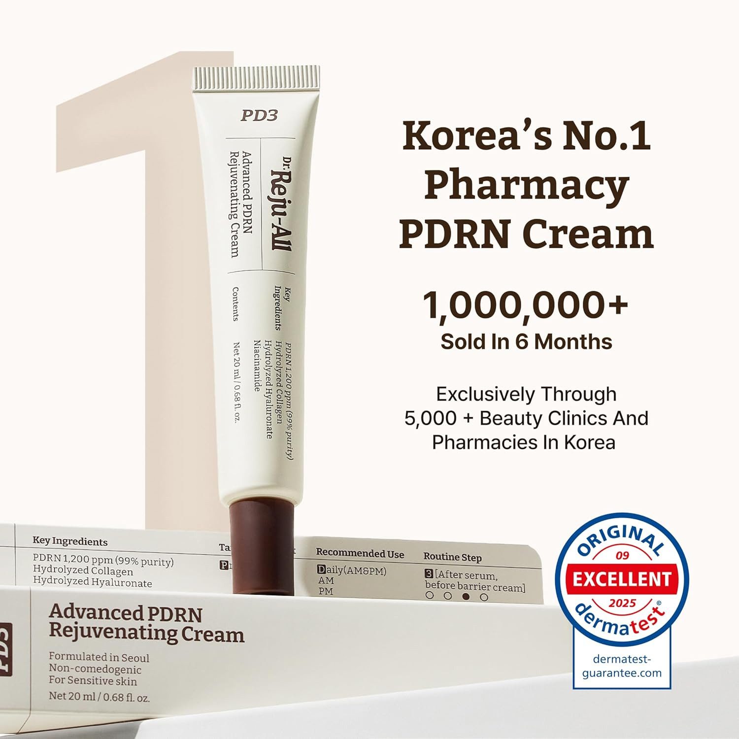 Dr. Reju-All Tagescreme Advanced PDRN Rejuvenating Cream 20ml – Regenerierende Gesichtscreme mit Sodium DNA, Niacinamid &, Hyaluronsäure für alle Hauttypen