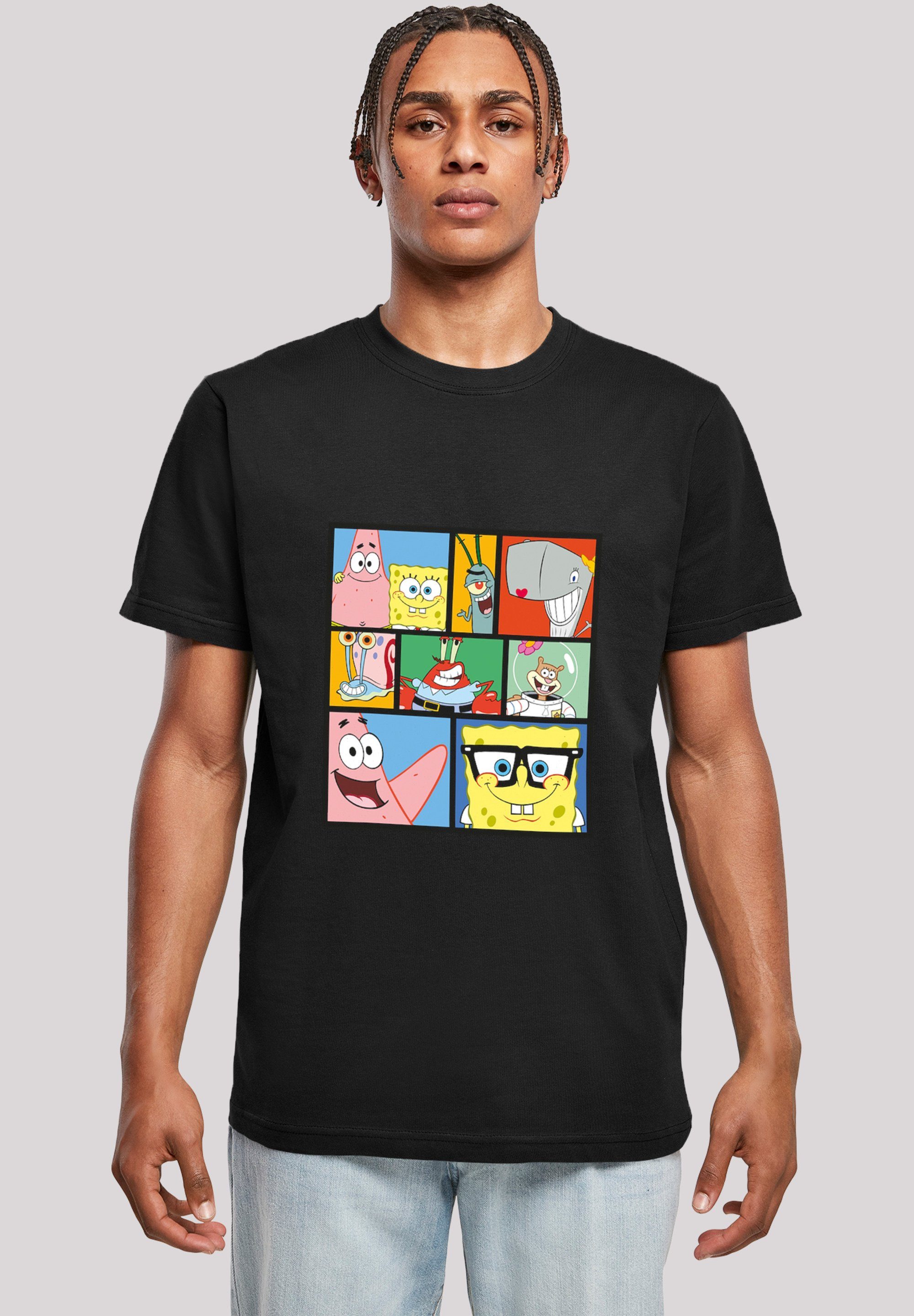 F4NT4STIC T-Shirt schwarz Collage Herren,Premium Spongebob Schwammkopf Merch,Regular-Fit,Basic,Bedruckt