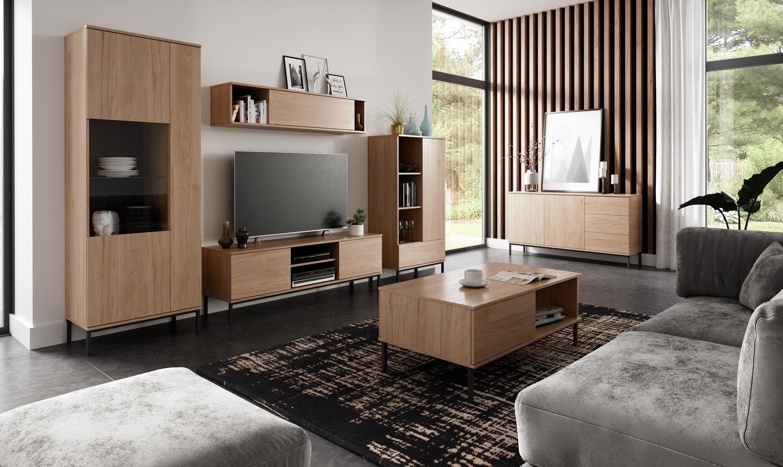 Beautysofa TV-Schrank Querty (modernes Sideboard schwarze 1x mit / weiße Push-to-Open-Methode Wohnzimmer,mit für inklusive Einlegeböden, / Tür hikora)