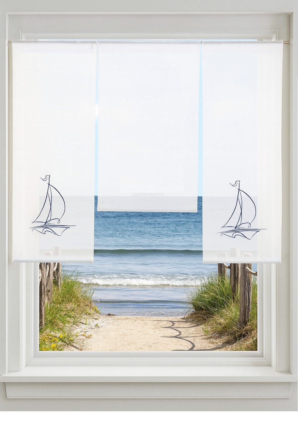 Clever-Kauf-24 Scheibengardine Design Mini Flächenvorhang Set bestickt Sege günstig online kaufen