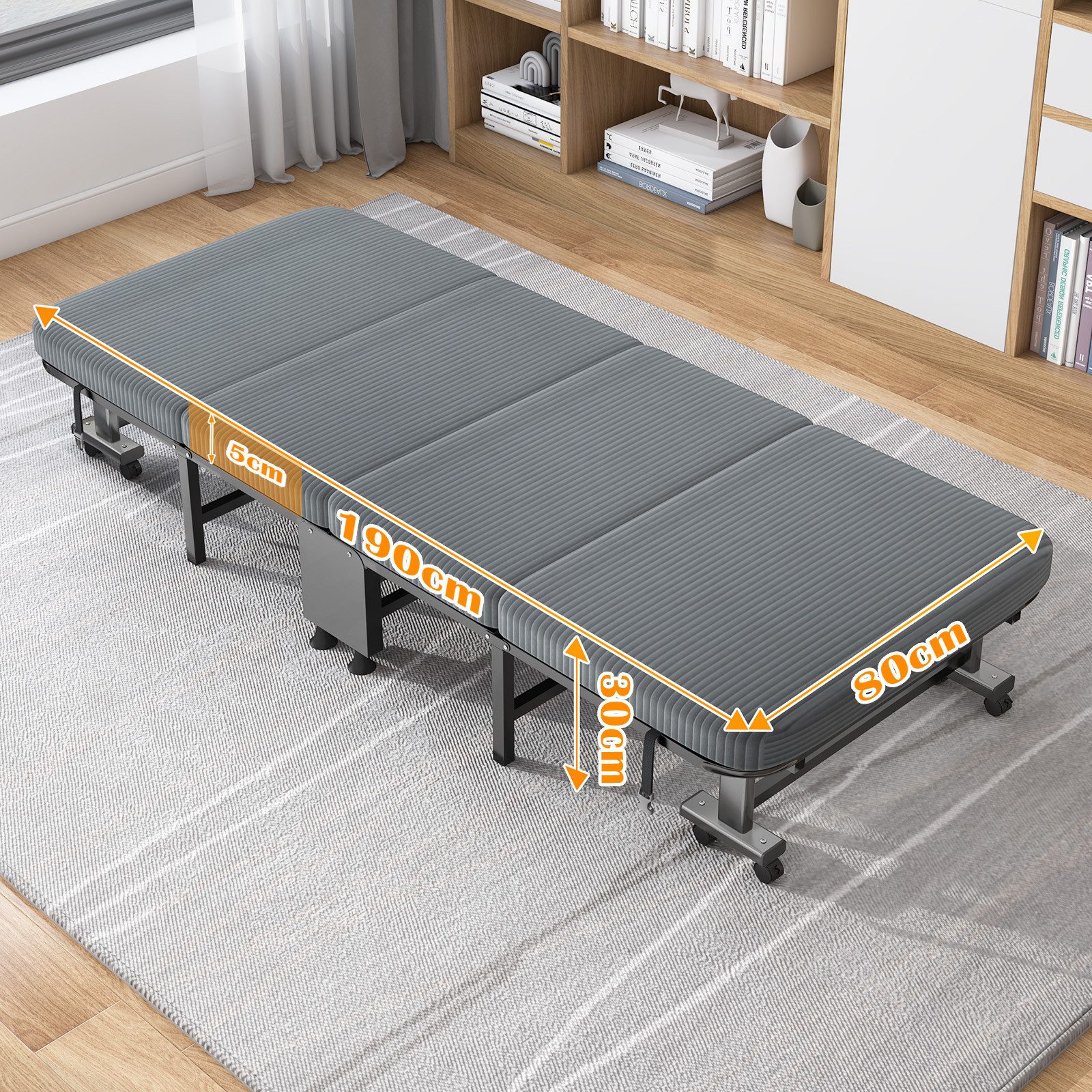 POPOLIC Klappbett Klappbett 190x80cm mit Rollen - Büro Gästebett Kompakt 80 günstig online kaufen