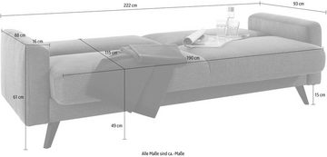 exxpo - sofa fashion 3-Sitzer Samso, Inklusive Bettfunktion und Bettkasten