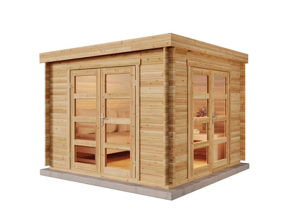 Alpholz Gartenhaus Holz Paloma Beach, BxT: 298x298 cm, in Imprägniert (Grau) Inkl. Fußboden mit 28mm Wandstärke