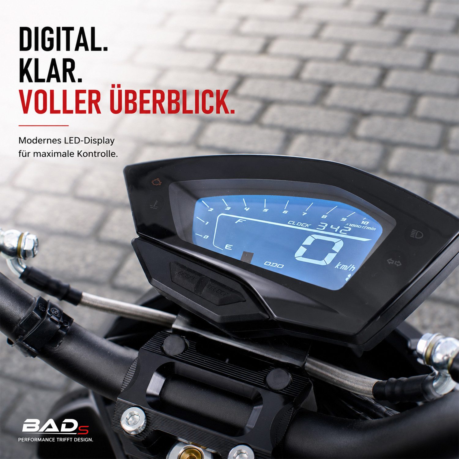 Burnout Motorroller BAD s Grau, 50 ccm, 45 km/h, Euro 5, Keyless-Go, Alarmanlage, LED-Beleuchtung