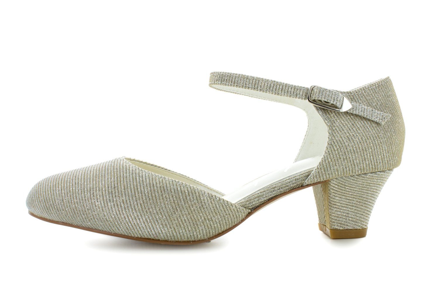 White Lady 850 Glitter zweifarbig - weite Riemchen Pumps Slingpumps