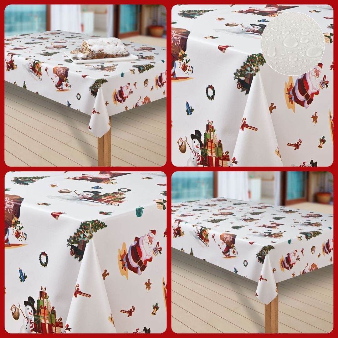 laro Tischdecke Wachstuch-Tischdecken Abwaschbar Weihnachtsmann weiß günstig online kaufen