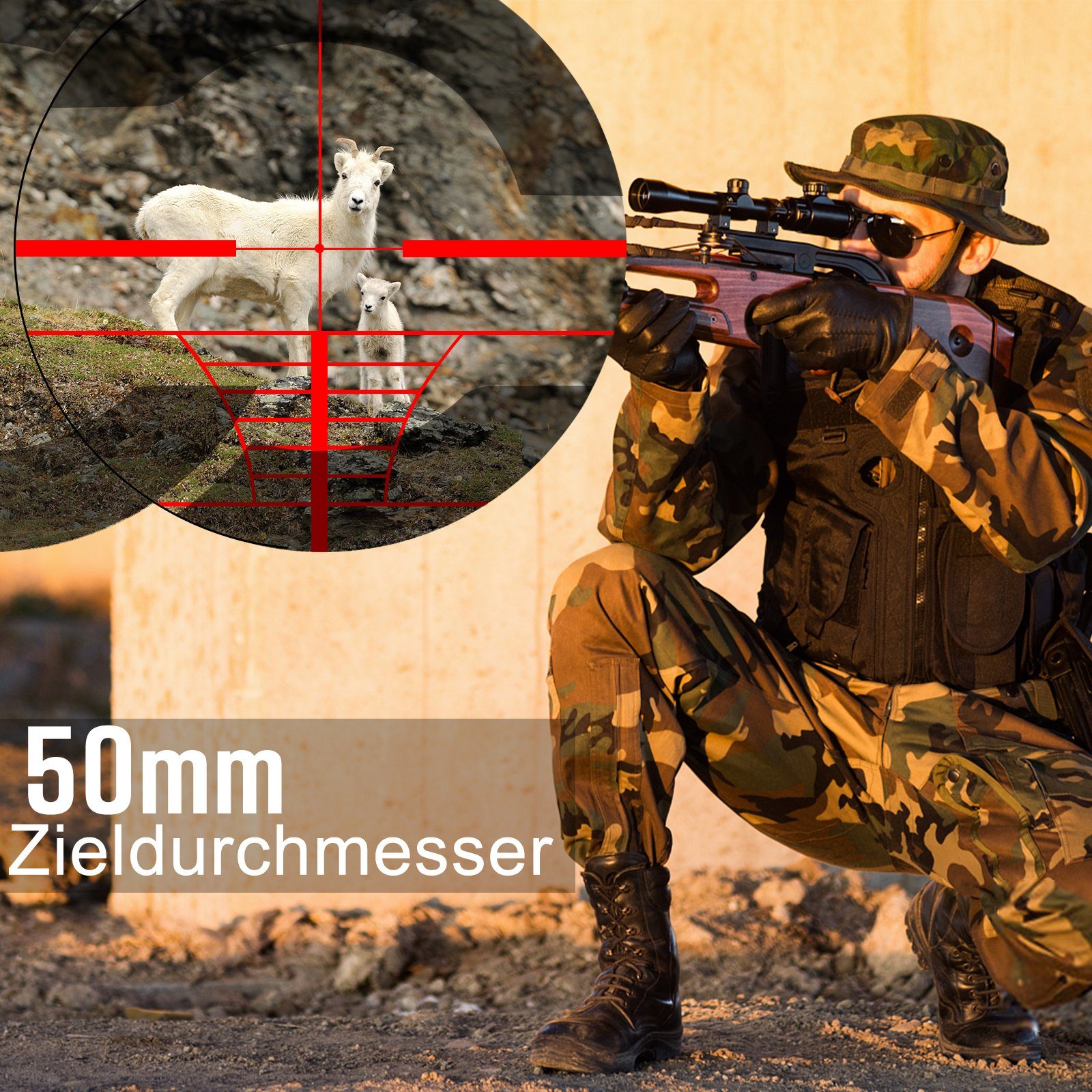 Zielfernrohr Grün UISEBRT Punk 6-24x50AOEG 11mm Montagen Gewehrzielfernrohre Rot & mit