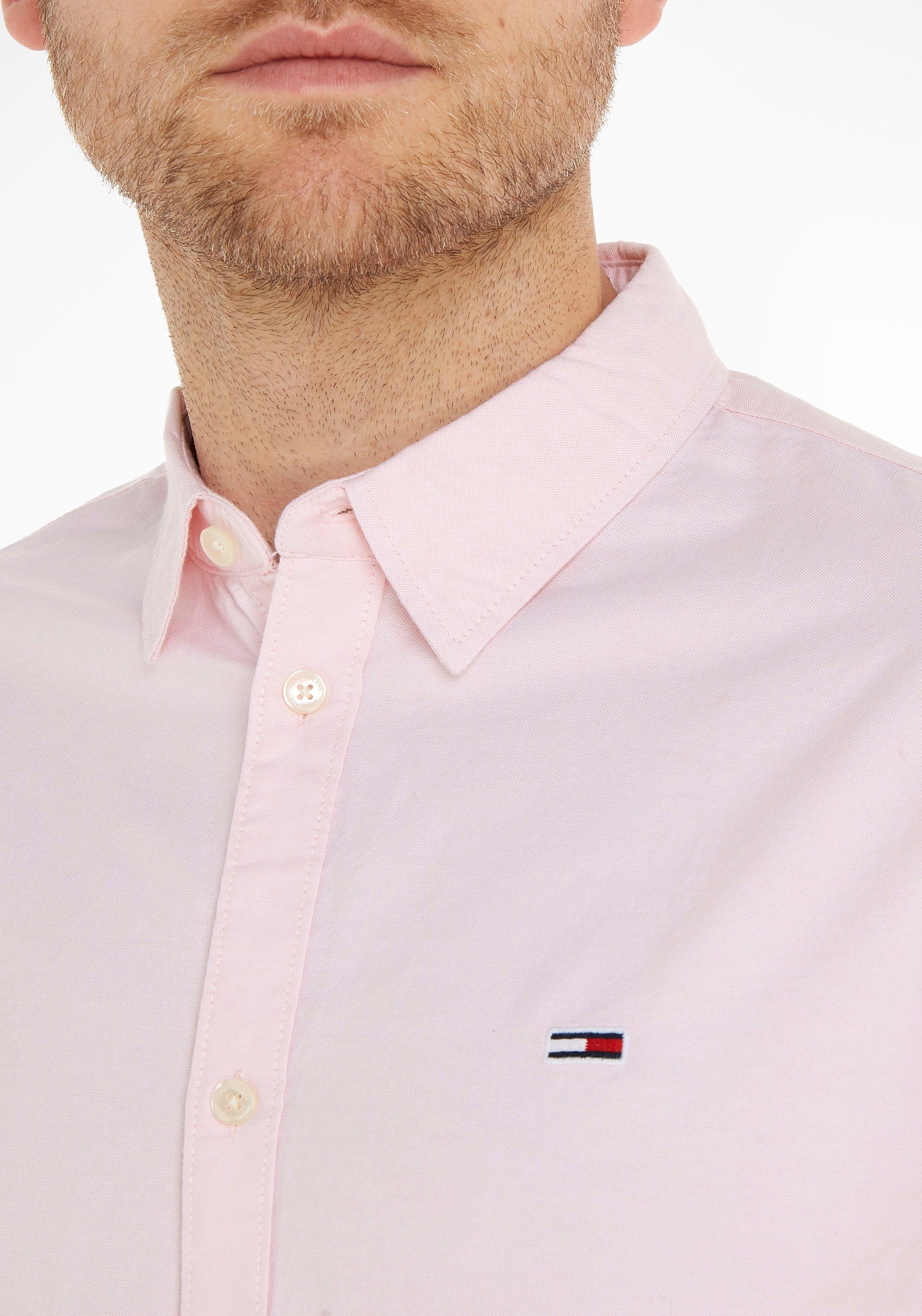 Tommy Jeans Langarmhemd TJM OXFORD Knopfleiste SHIRT pink CLASSIC mit