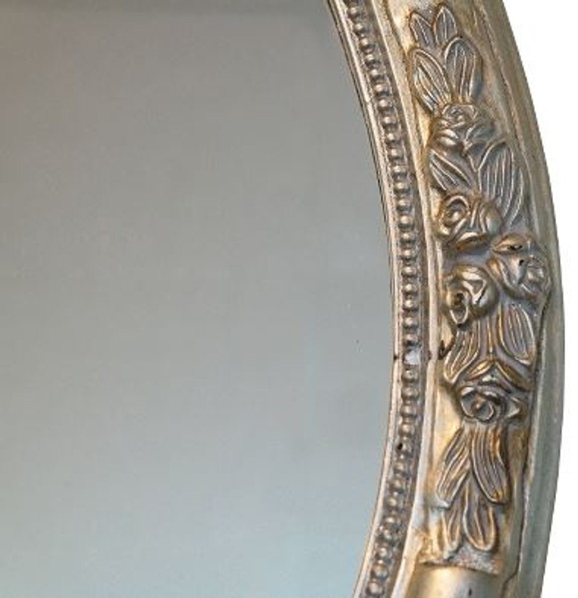 57 cm, & Oval Vintagelook - Edel - Silber Breite - Handgefertigt Höhe Barockspiegel Barock Padrino Prunkvoll Wandspiegel Casa 47 cm