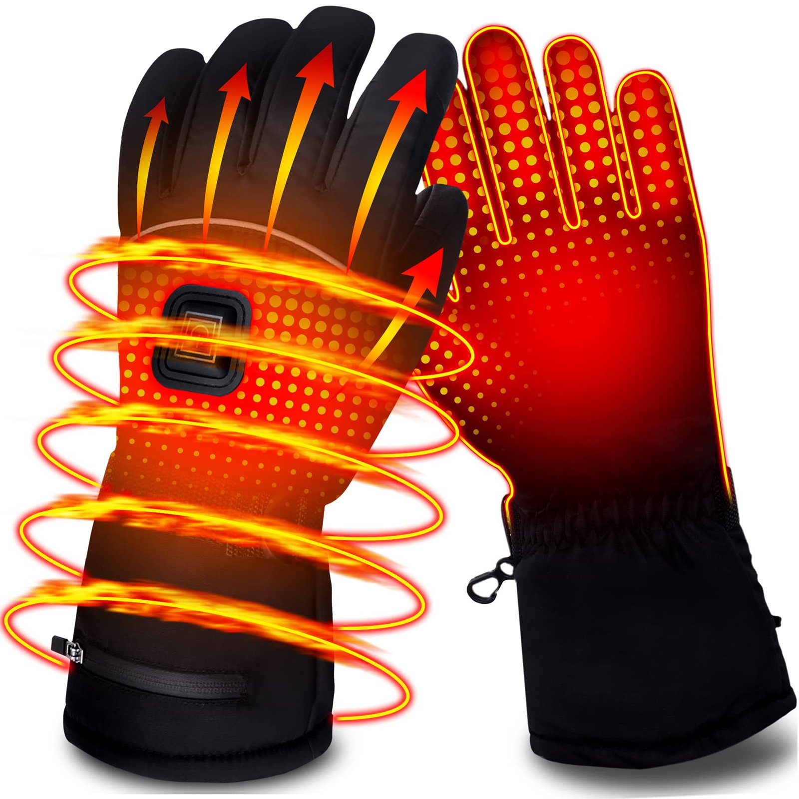 Sunicol Skihandschuhe Beheizte Handschuhe, Motorrad, Ski, Wasserdicht Winddicht, Batterie Thermohandschuhe, Elektrische, Winter Warme, Herren Frauen Schwarz