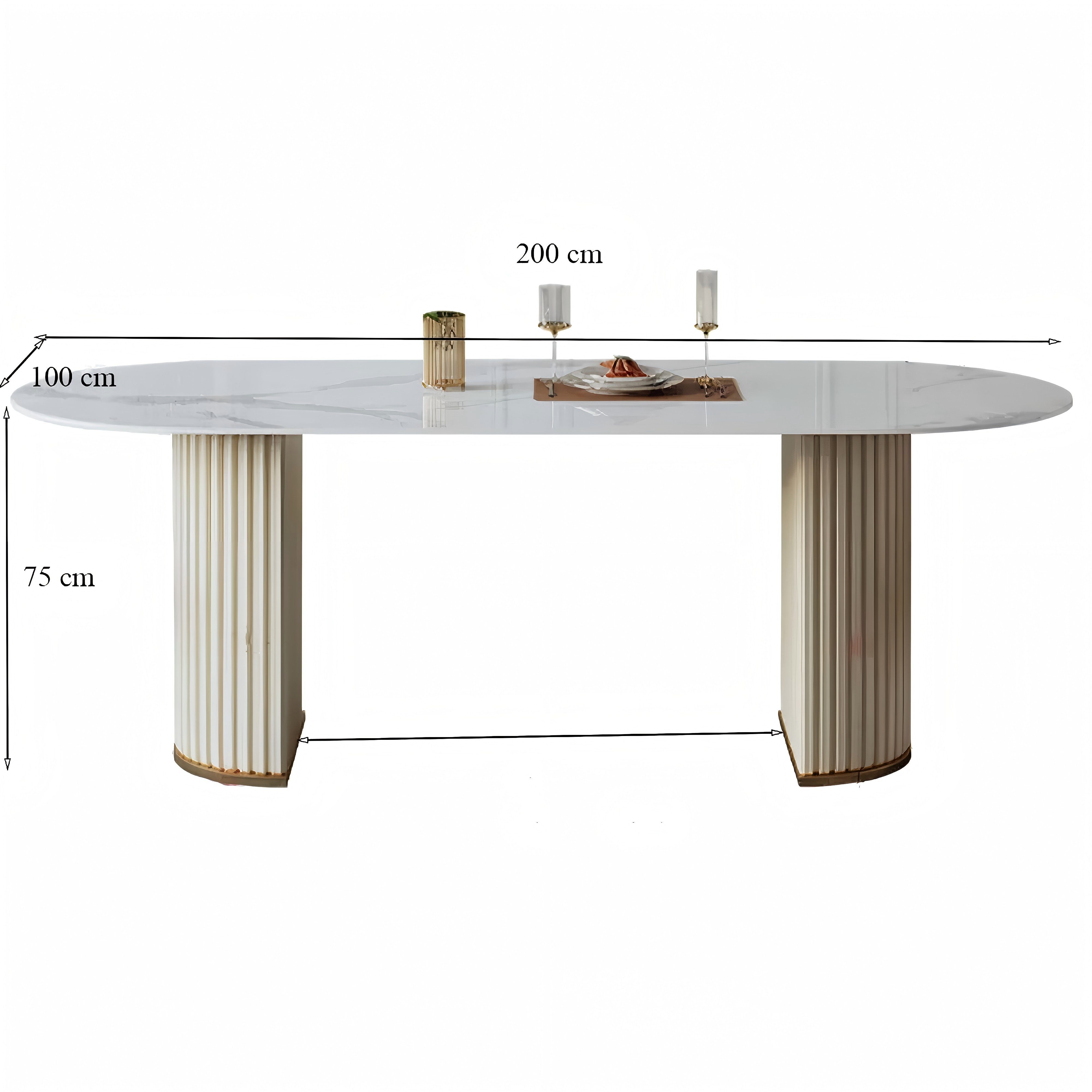 POVISON Esstisch Weißer ovaler Küchentisch, moderner Hochglanz-Esszimmertis günstig online kaufen