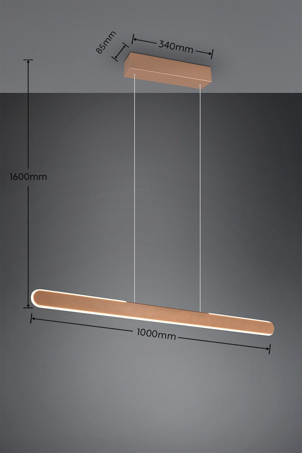 TRIO Leuchten LED Pendelleuchte HELIOS, bis 150 cm höhenverstellbare LED Hängelampe 28W 3300 Lumen, Dimmfunktion, LED fest integriert, warmweiß - kaltweiß, CCT warmweiß-kaltweiß 2700-6500K, dimmbar Touch Sensor, up+down light