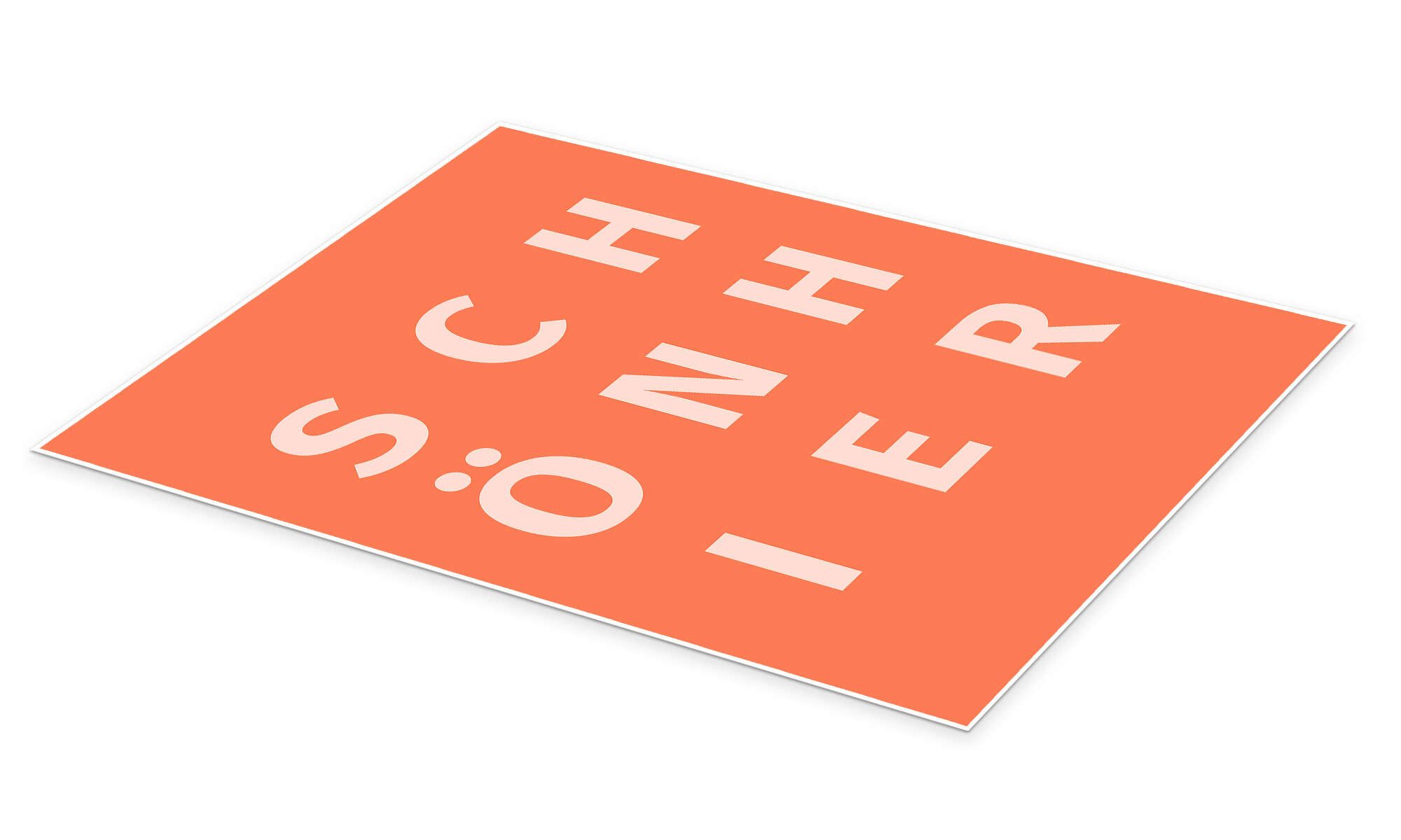 Posterlounge Wandbild Peach Fuzz Schön Hier, Typobox, erhältlich als Poster, Leinwandbild, Wandsticker oder Acrylglasbild