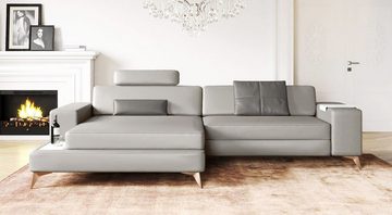 BULLHOFF Ecksofa Ecksofa Leder Sofa Couch XXL Eckcouch L-Form Designsofa LED Wohnlandschaft Anthrazit Dunkelgrau »MÜNCHEN IV« von BULLHOFF