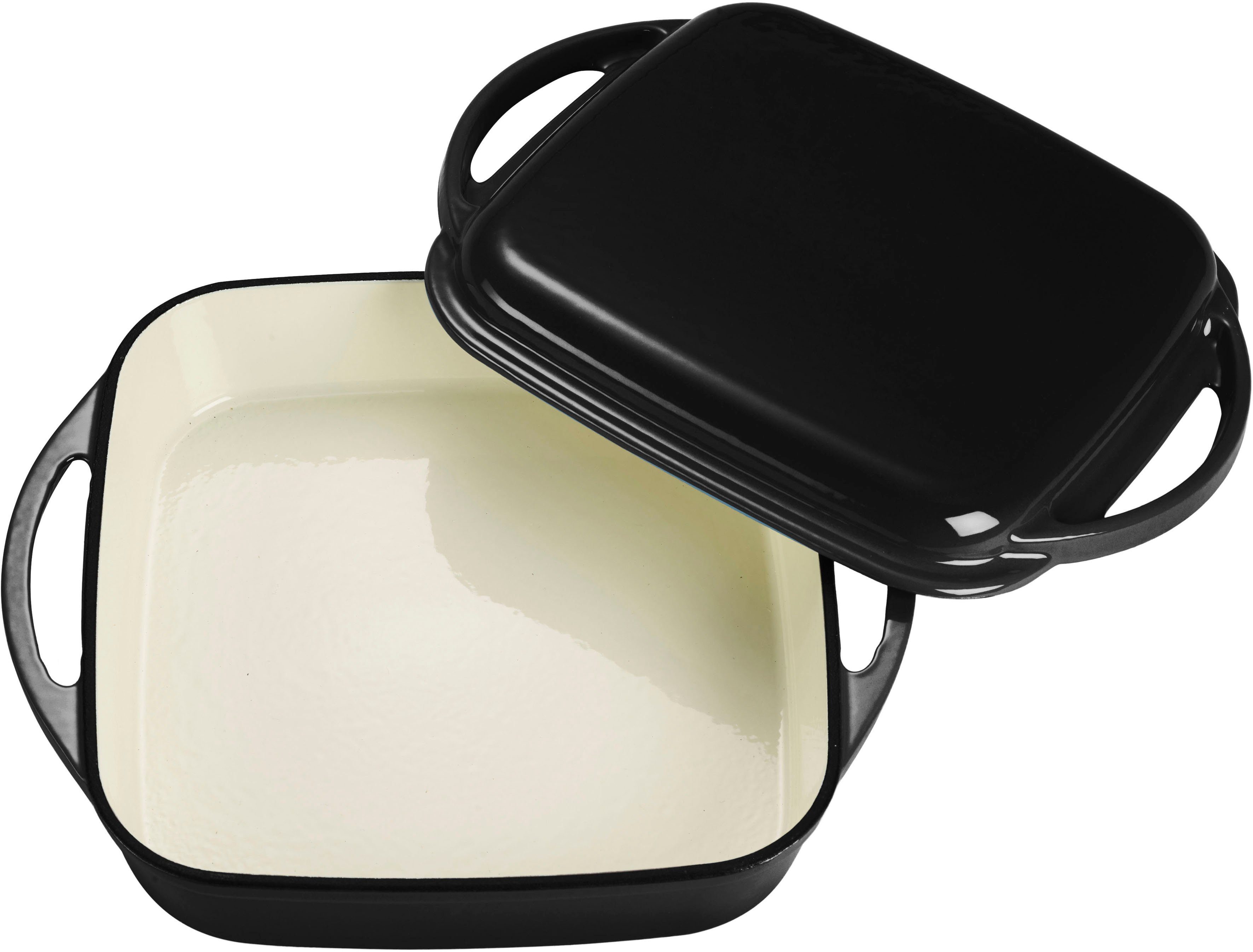ECHTWERK Bräter Universalbräter und Pfanne 2in1 Set, Auflaufform mit Deckel, Emaille
