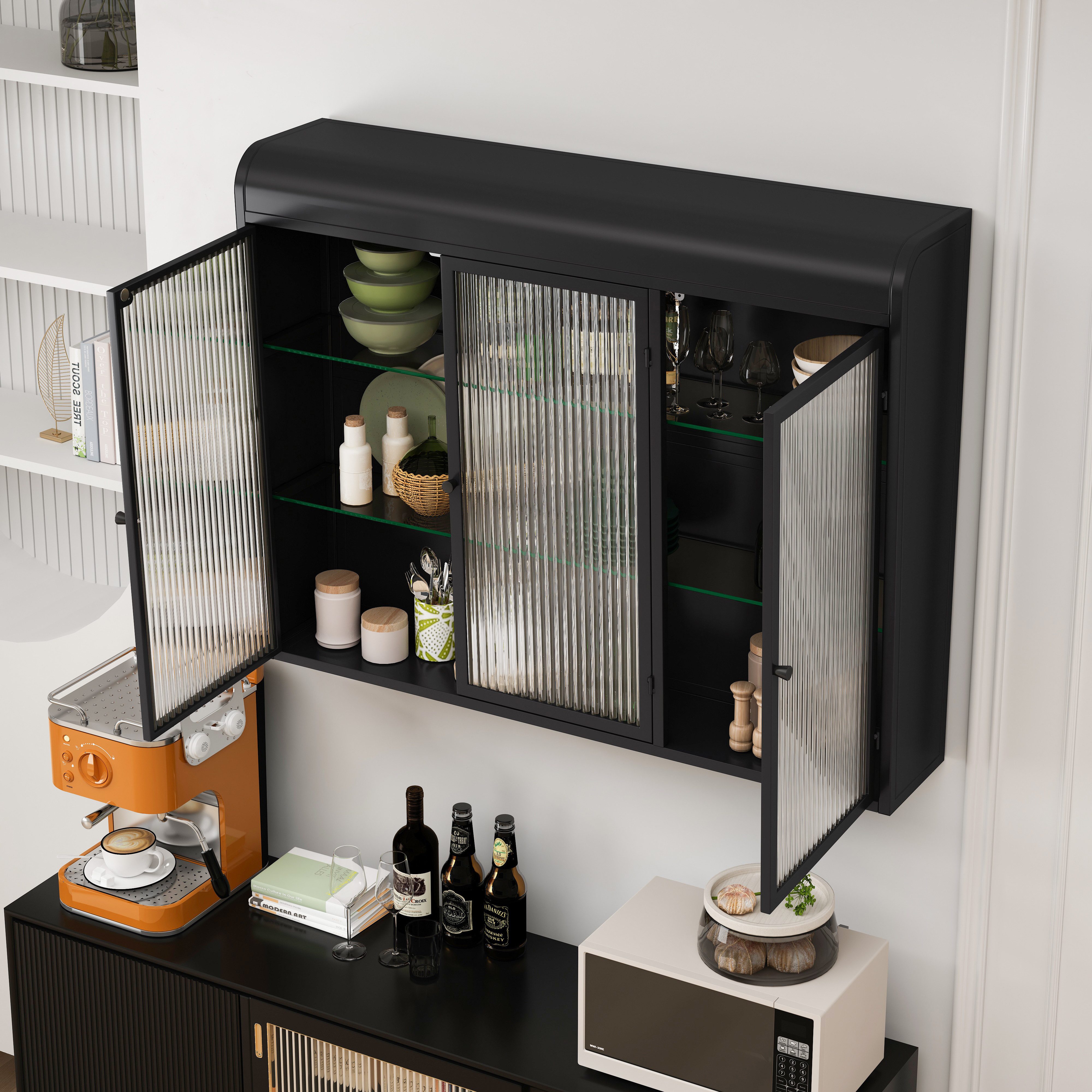 TavilaEcon Wandhängeschrank Modernes Wandregal mit Glastüren günstig online kaufen