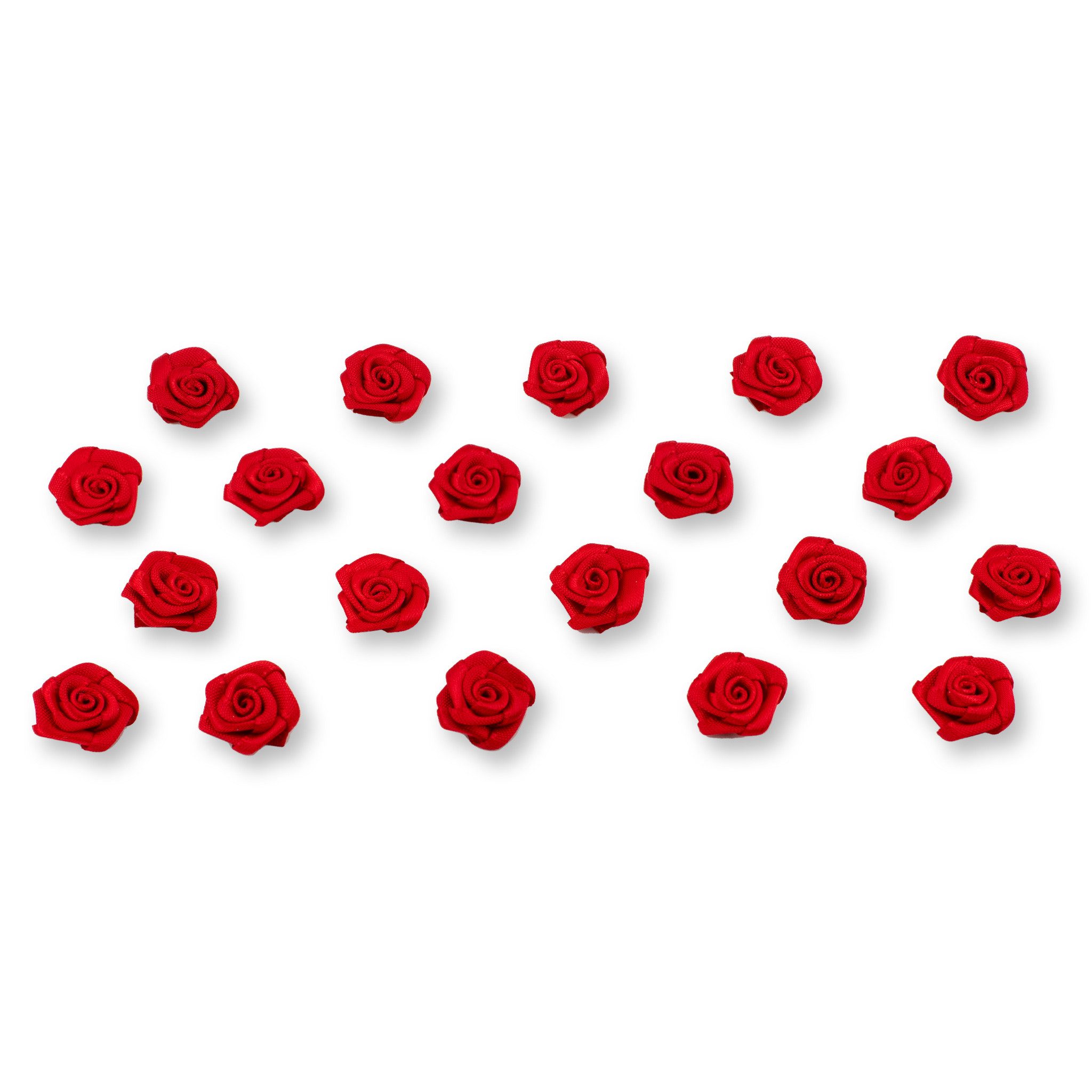 Creativery Streudeko, Satinrosen 15mm zum Basteln & Aufnähen 20 Stück Rot
