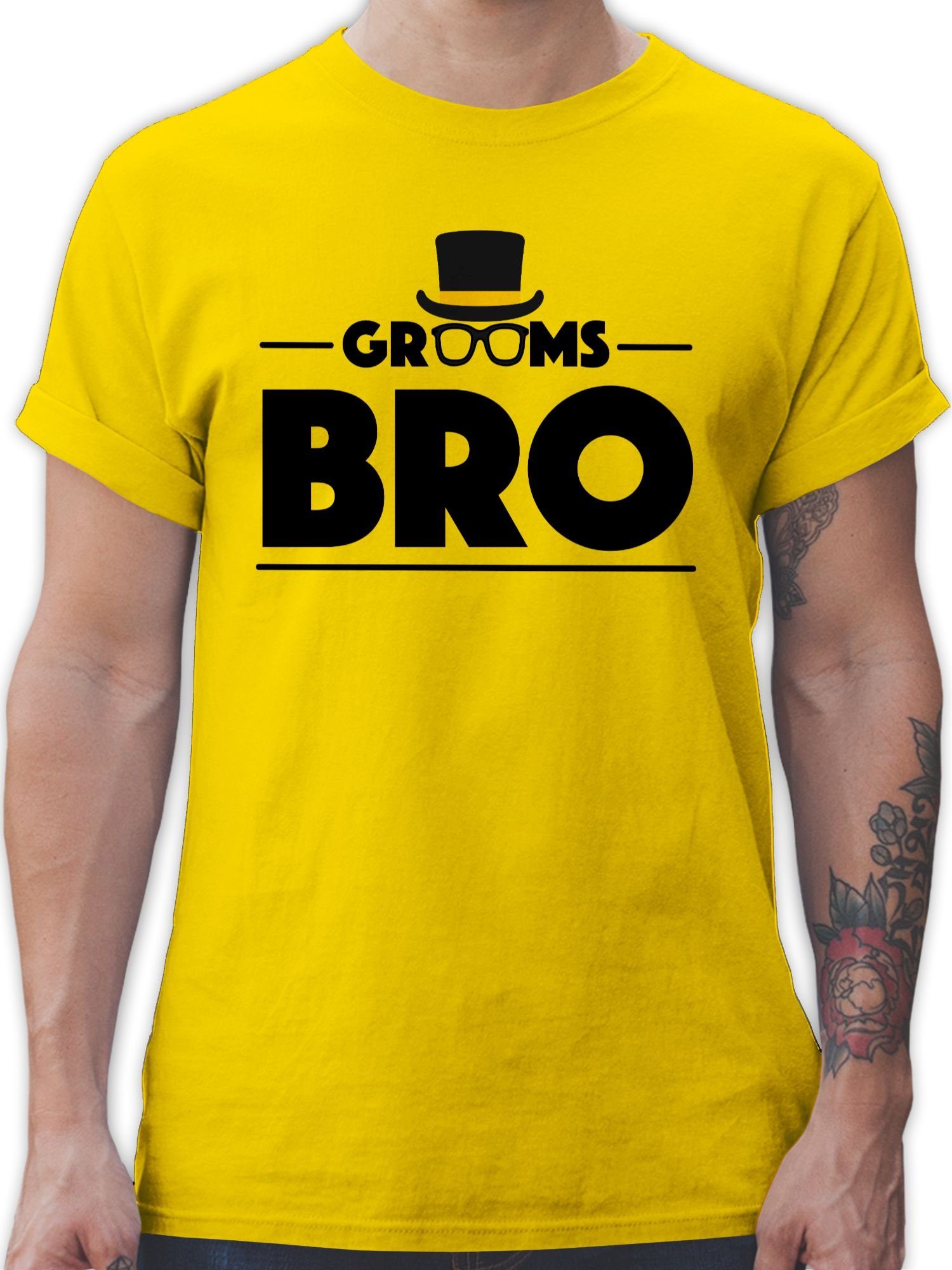 Shirtracer T-Shirt Grooms Bro JGA Männer 3 Gelb