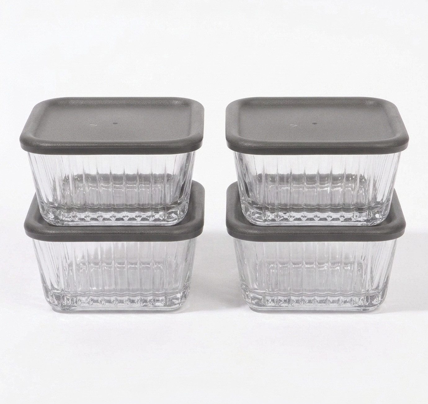 Pasabahce Schale Frezya, Glas, Kunststoff, (Packung, 8-tlg), Glasschalen mit Deckel, 225 ml, 4er Set Aufbewahrungsdose