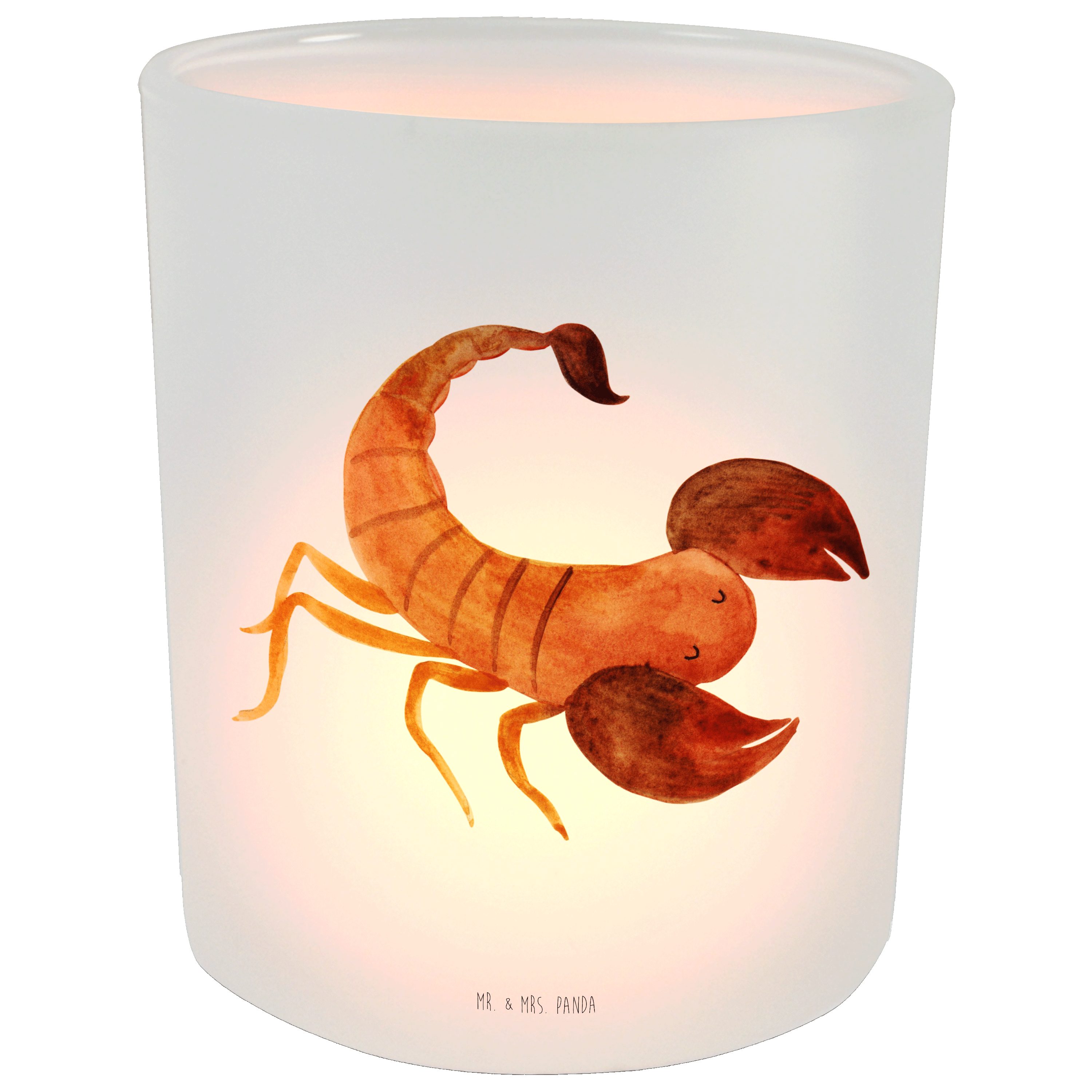 Windlicht Mr. - Geburtsta St) Sternzeichen Transparent - Kerzenglas, Geschenk, (1 Mrs. Panda Skorpion &