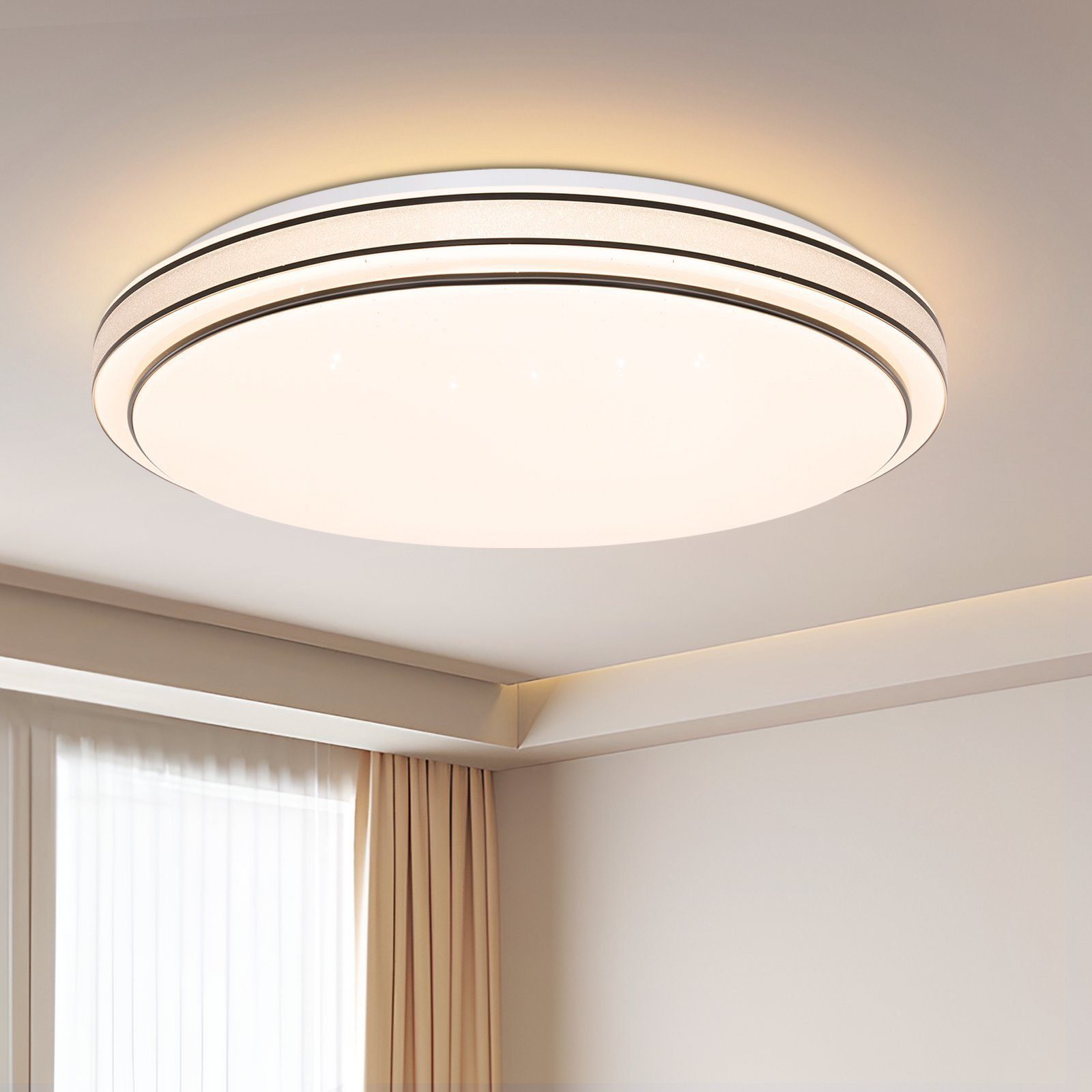 Nettlife LED Deckenleuchte Schlafzimmerlampe Sternenhimmel Flurlampe Rund, LED fest integriert, 12 W