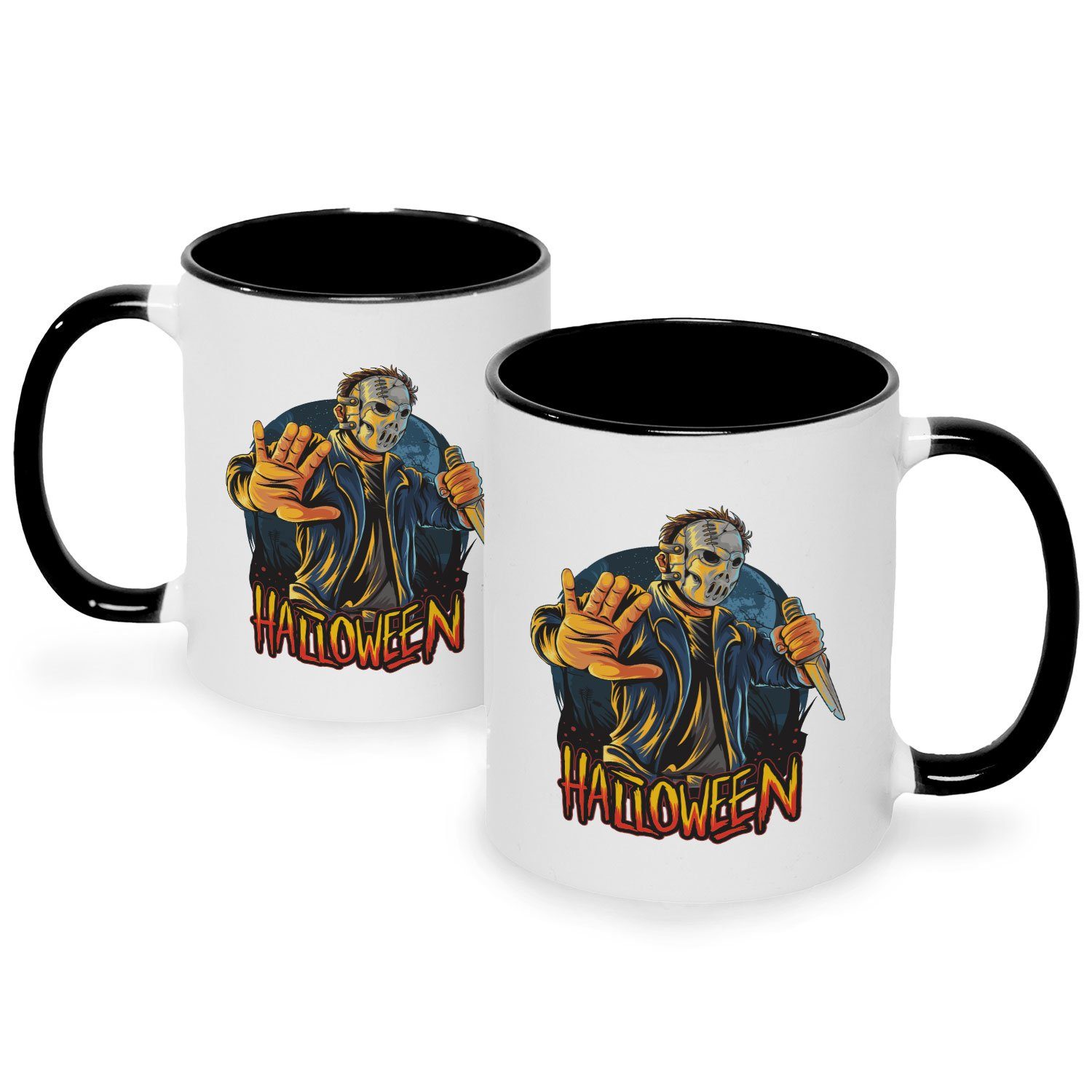 Geschenk im Motiv für Ihn Weiß - Slasher Schwarz mit Sie GRAVURZEILE Design Tasse - &