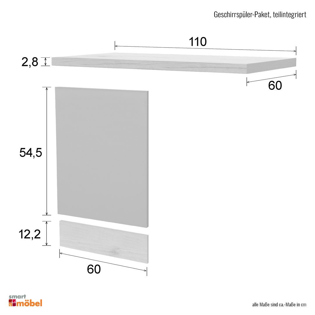Flex-Well Frontblende Geschirrspüler-Paket teilintegriert - Weiß – Witus
