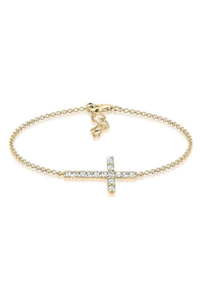 Elli Armband Kreuz Glaube Kristalle Funkelnd Elegant 925 Silber, Elegantes  Armband mit Kreuz Symbol für Damen