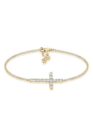 Elli Armband »Kreuz Glaube Kristalle Funkelnd Elegant 925 Silber«