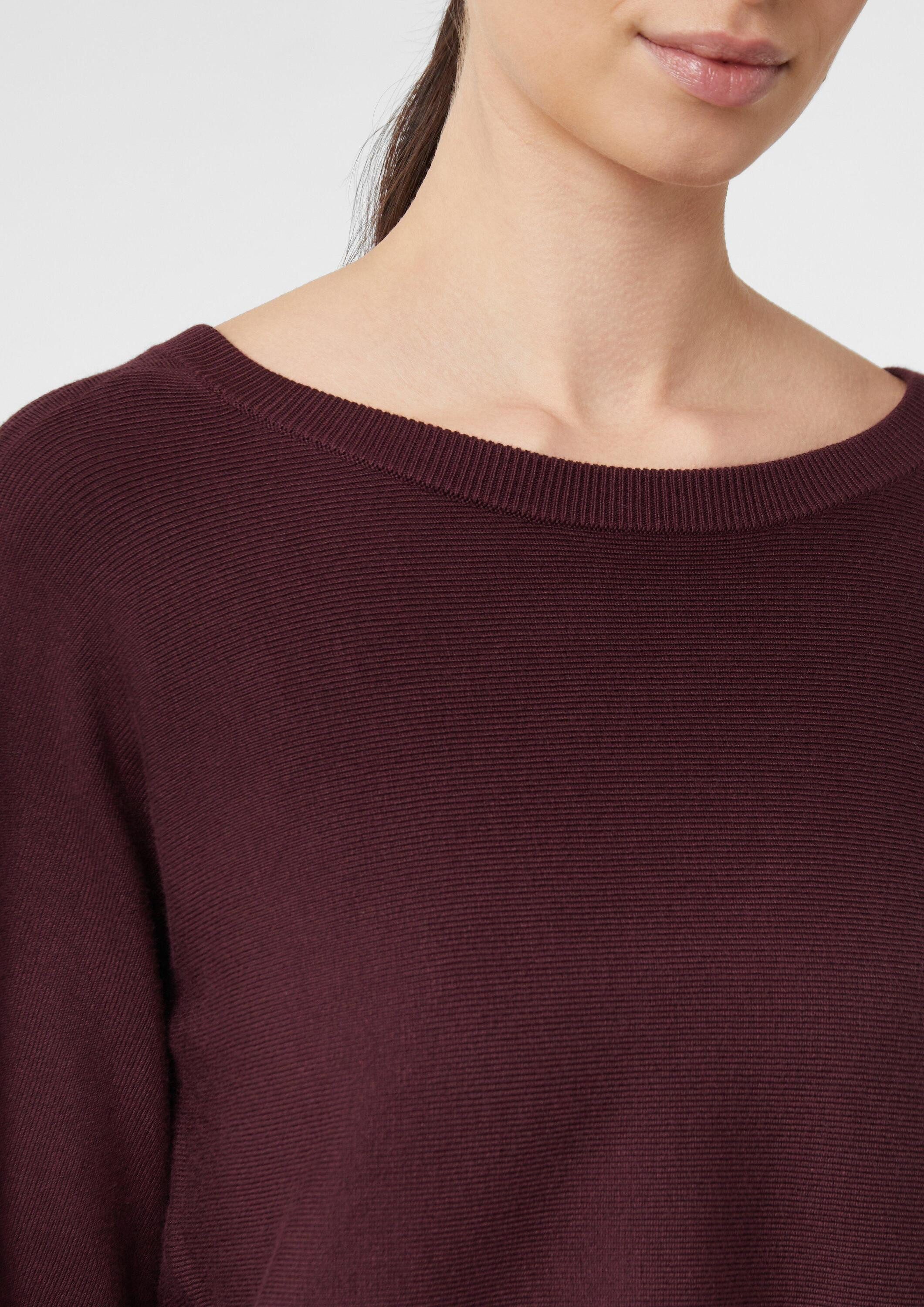 comma Longpullover Strickpullover Feinstrickpullover mit Rippdetails an Ärmeln
