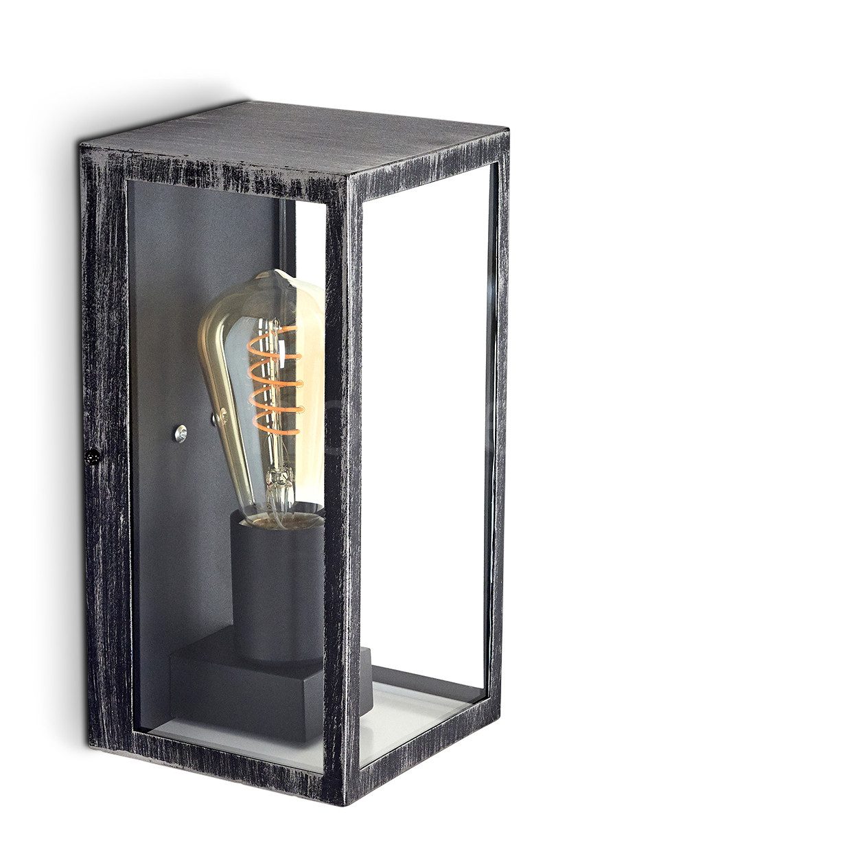 hofstein Außen-Wandleuchte »Piasco« Außenwandlampe aus Metall in schwarz/silber und klaren Glas, ohne Leuchtmittel, Außenlampe mit Lichteffekt, 1xE27