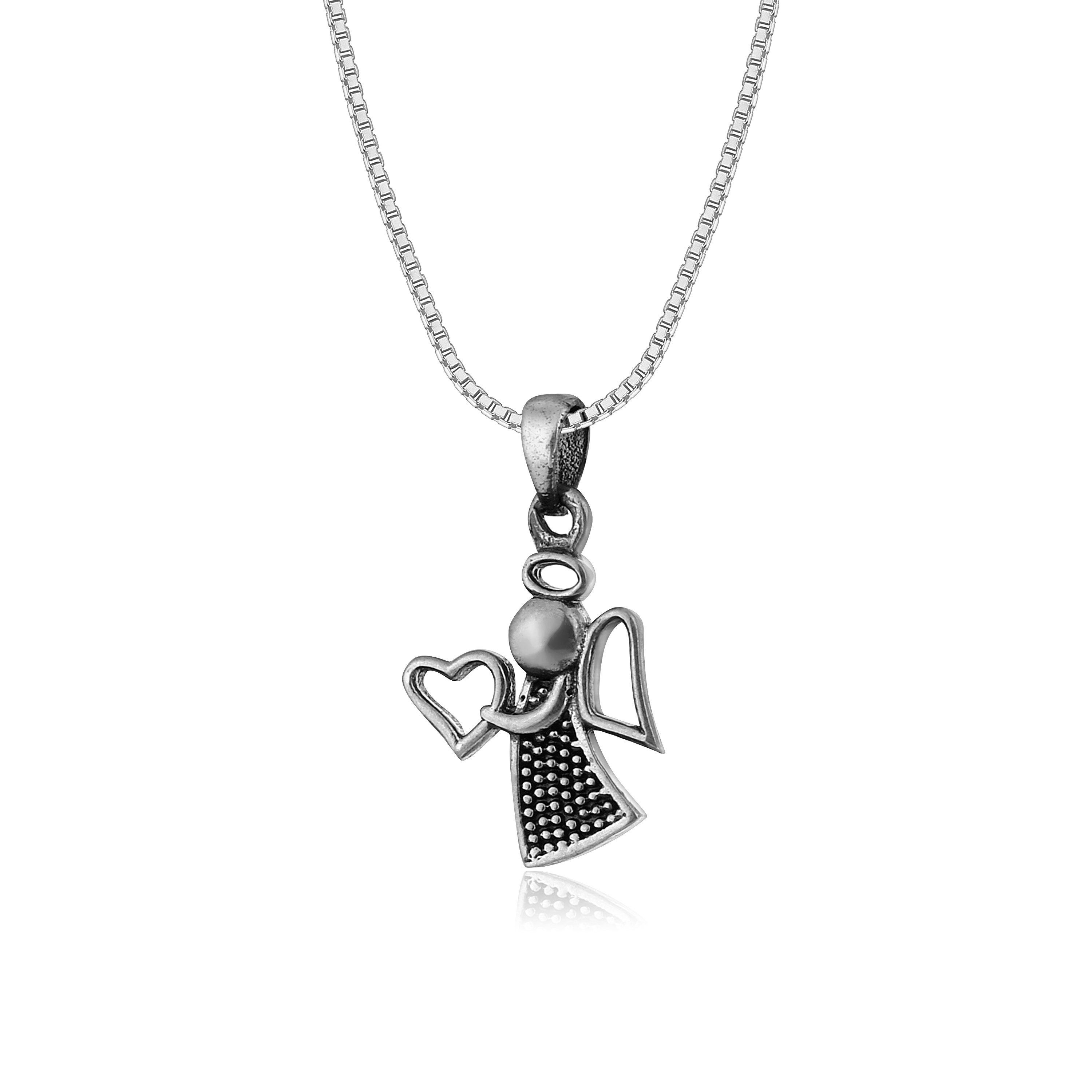 NAHLE Kette mit Anhänger Silberkette 925 Engel Silber Schutzengel (2-tlg), 925 Silber Anhänger mit Zirkonia