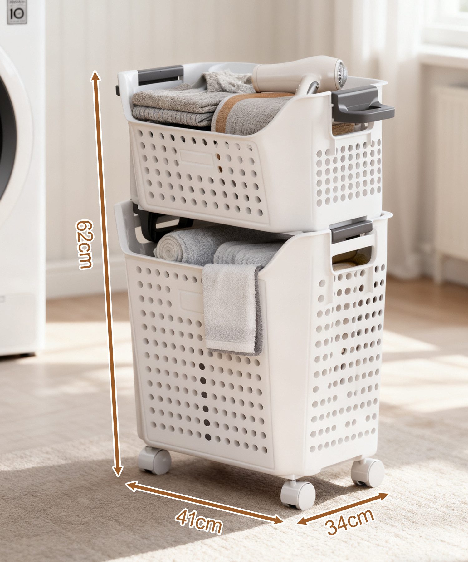 Yorbay Wäschekorb Wäschewagen mit Rollen (2 günstig online kaufen