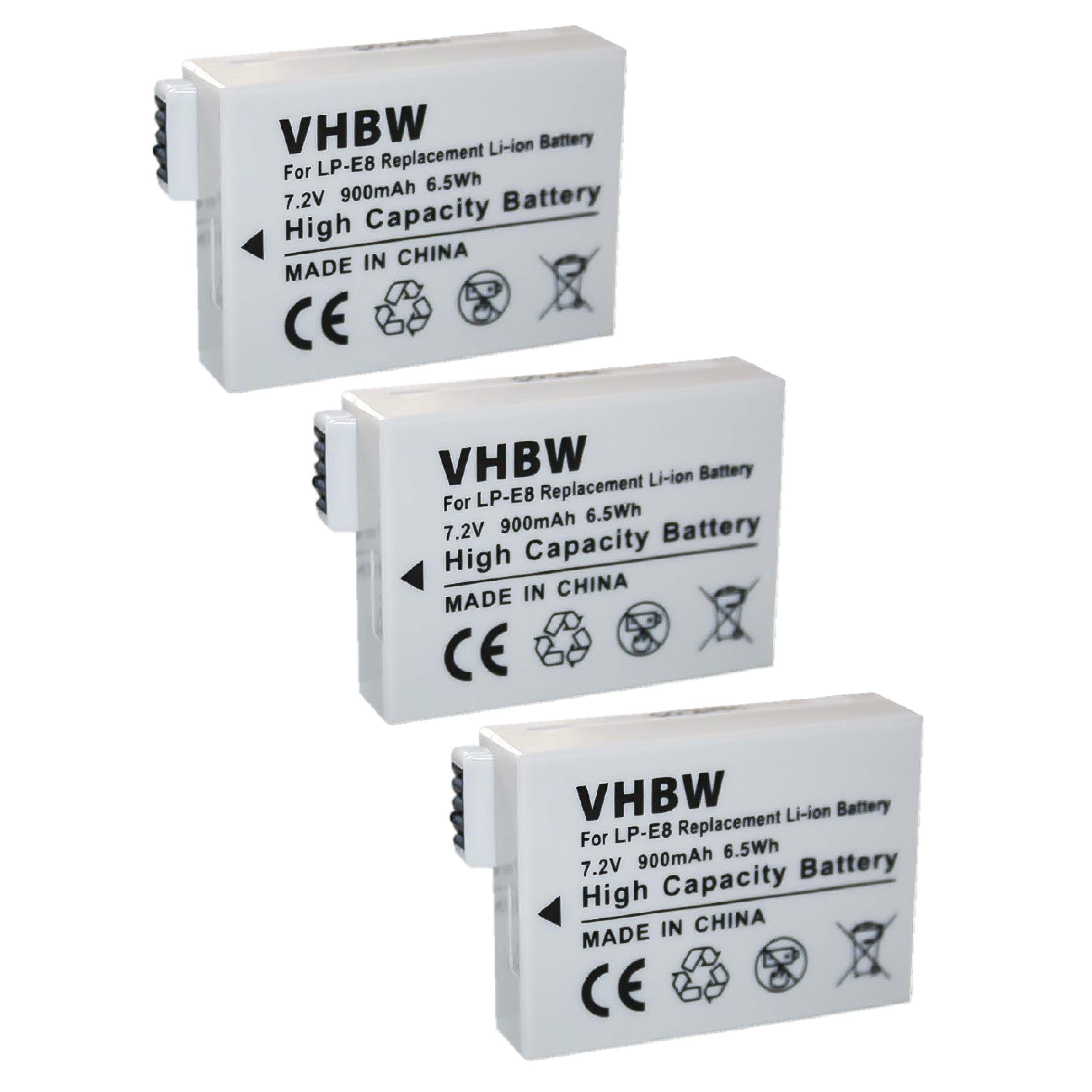 vhbw Ersatz für Canon LP-E8 für Kamera-Akku Li-Ion 900 mAh (7,2 V)