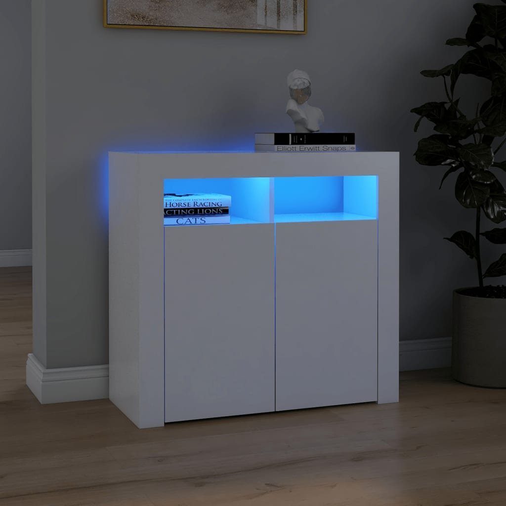 vidaXL Sideboard Sideboard mit LED-Leuchten Weiß 80x35x75 cm (1 St)