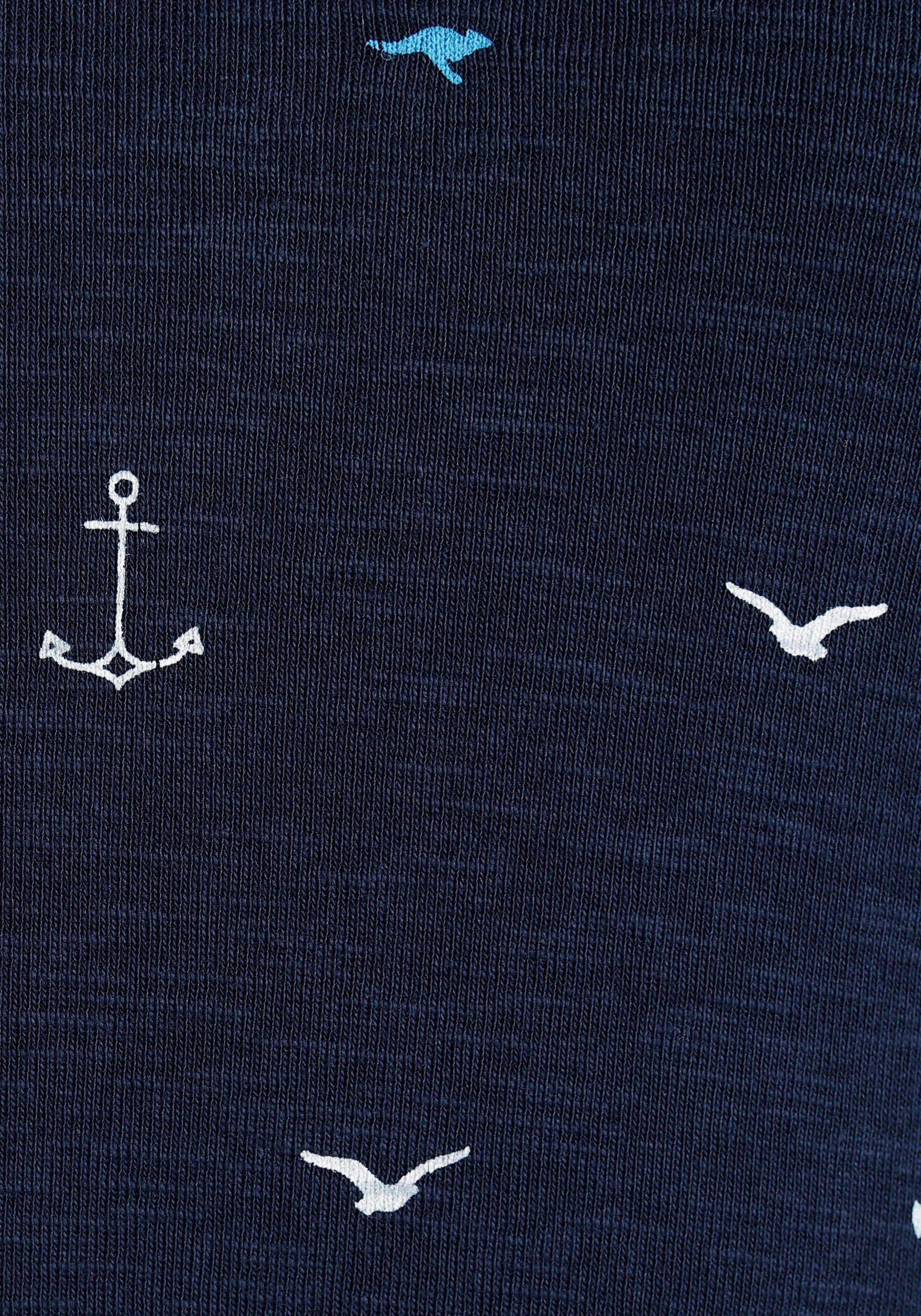 maritimen Minimal-Alloverdruck (mit Jerseykleid NEUE - Bindegürtel) mit KangaROOS marine KOLLEKTION