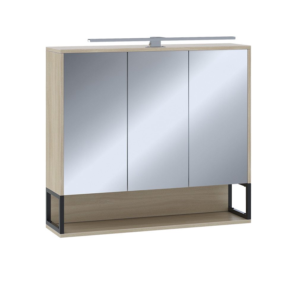 Vicco Badezimmerspiegelschrank Vionna, Eiche/Schwarz, 80 x 71.5 cm mit LED- günstig online kaufen