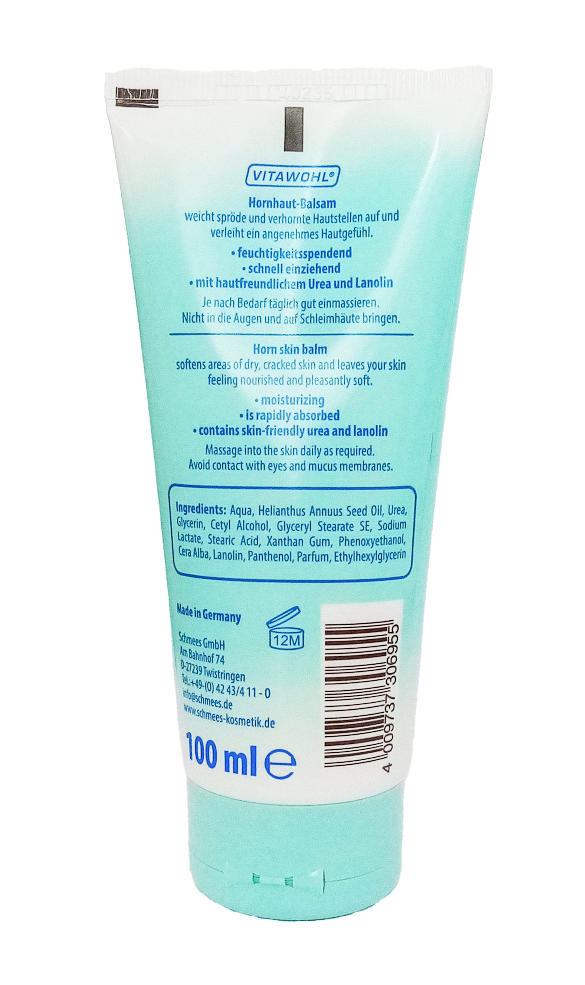 Stolz GmbH Hornhautbalsam HORNHAUT BALSAM 100ml mit Lanolin und 7% Urea Hornhautentfernung 55, Fußcreme Fußpflege Creme