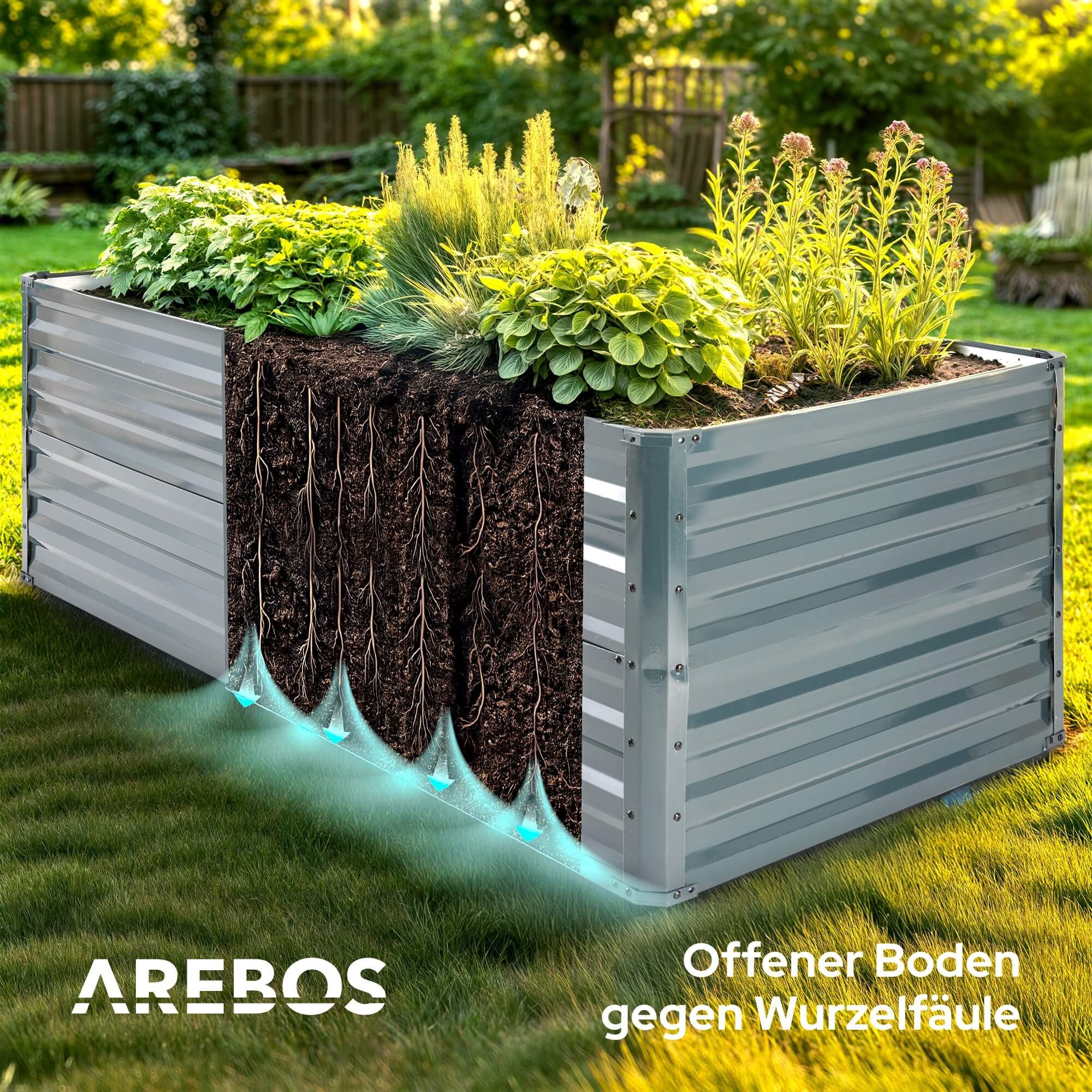 Arebos Hochbeet Gartenbeet Pflanzbeet Gemüsebeet für Garten & Terrasse 240x90x79 cm (Max. Belastbarkeit: 1700 kg), Witterungs- & UV-beständig