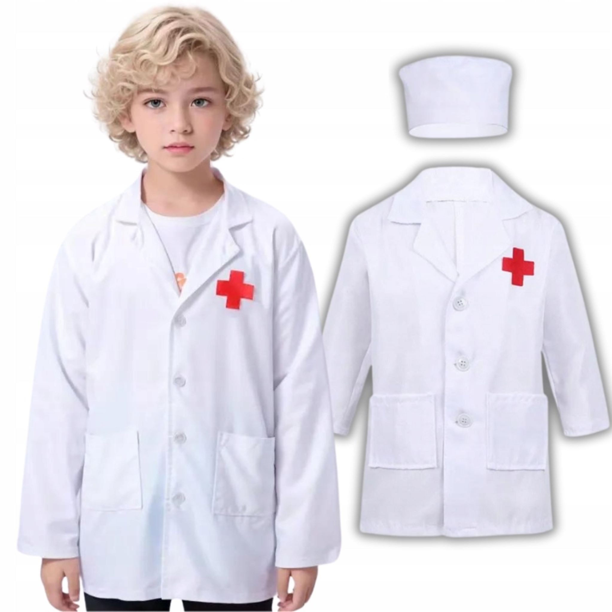 Hopki Kostüm Kinderarzt Kostüm Set mit Stethoskop, Spritze & Blutdruckmessgerät